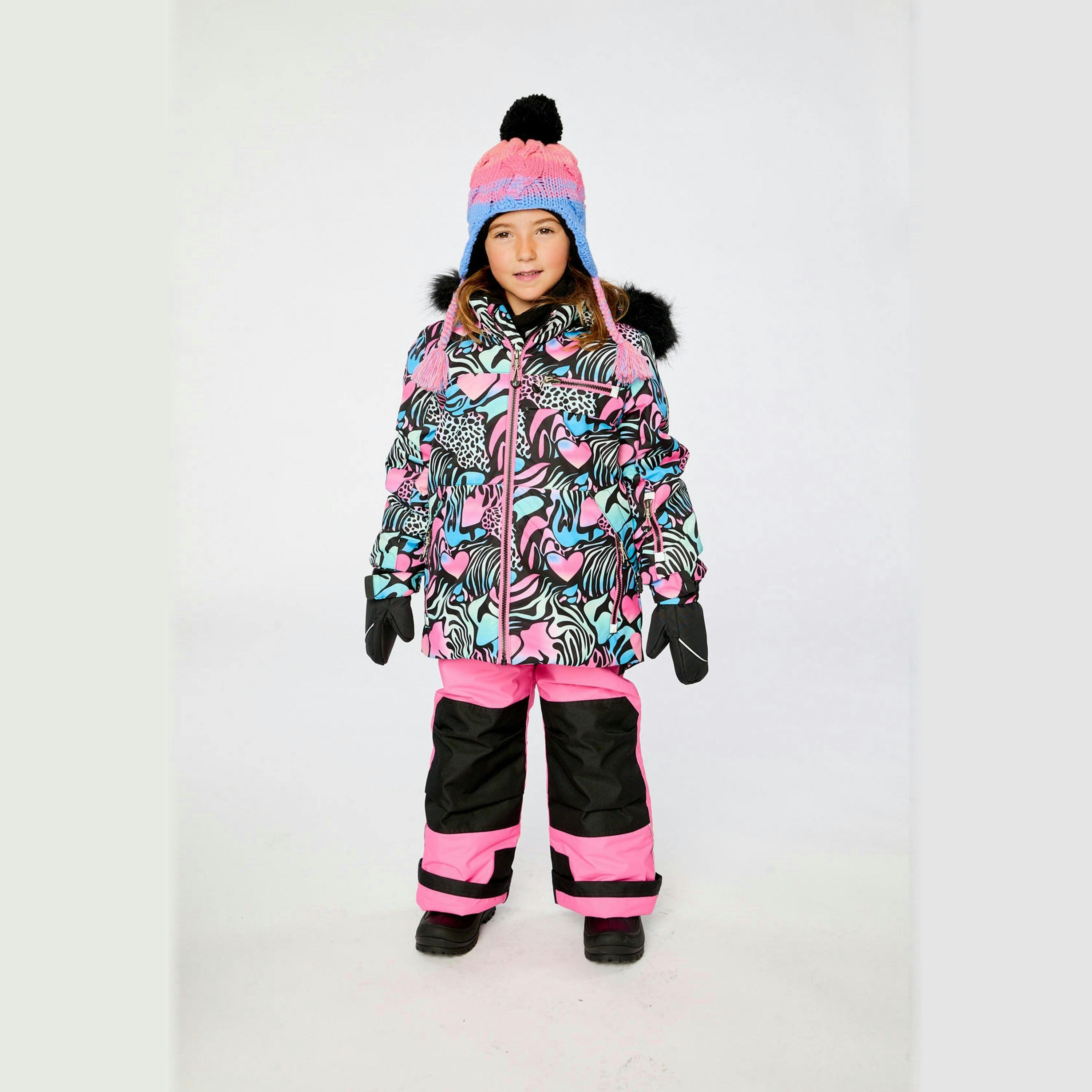 Two Piece Play Snowsuit Black Zebra Print With Pink Pants , view 2 of 6