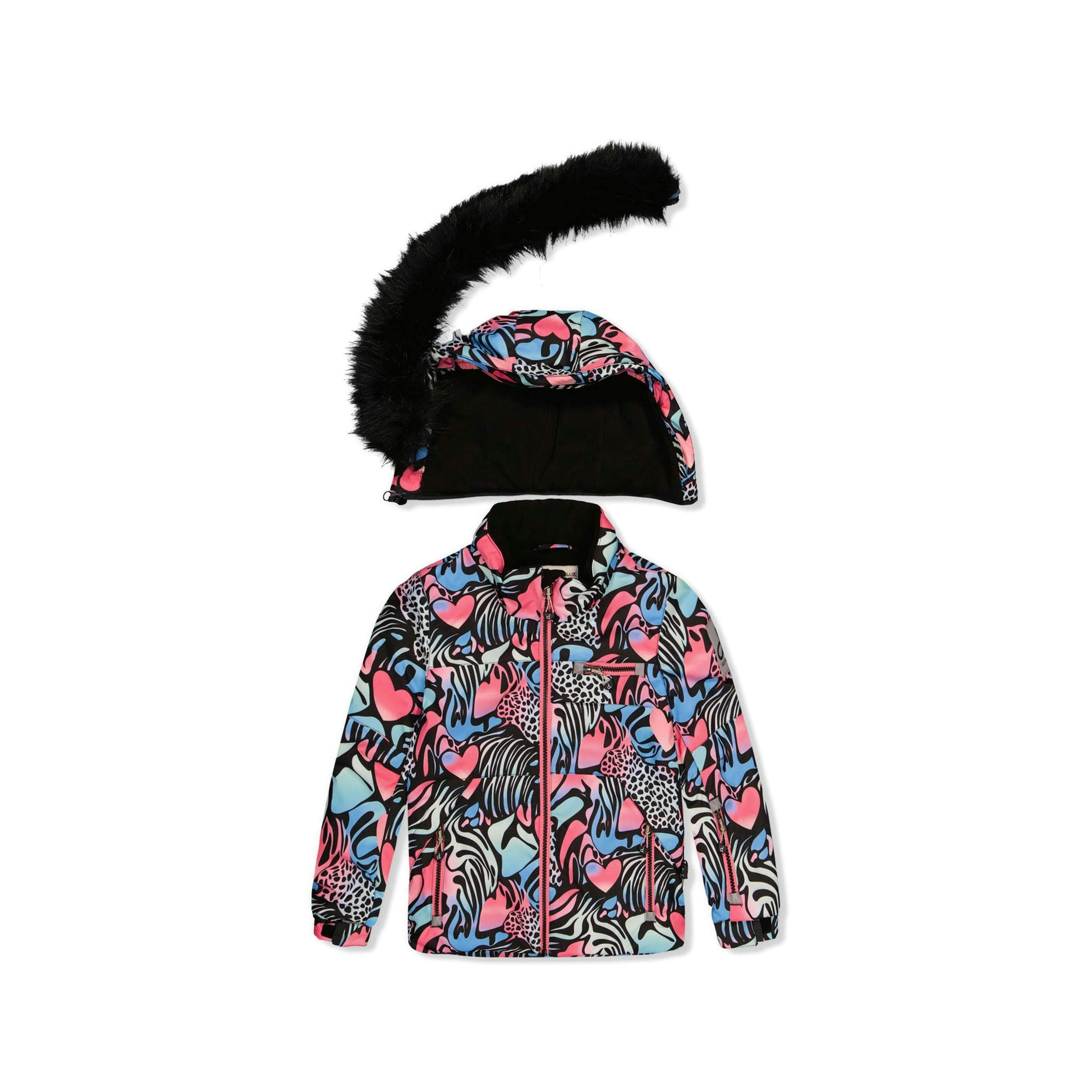 Two Piece Play Snowsuit Black Zebra Print With Pink Pants , view 5 of 6