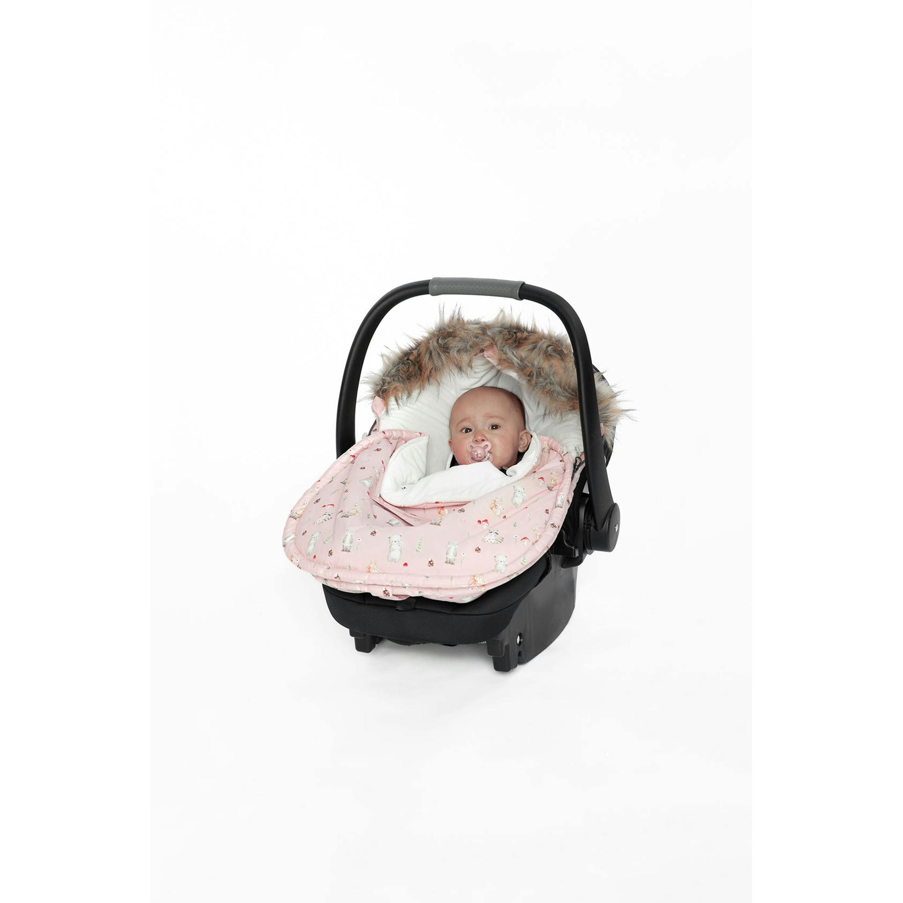 Bunting Bag For Car Seats & Strollers Pink Animal Print , view 2 of 6