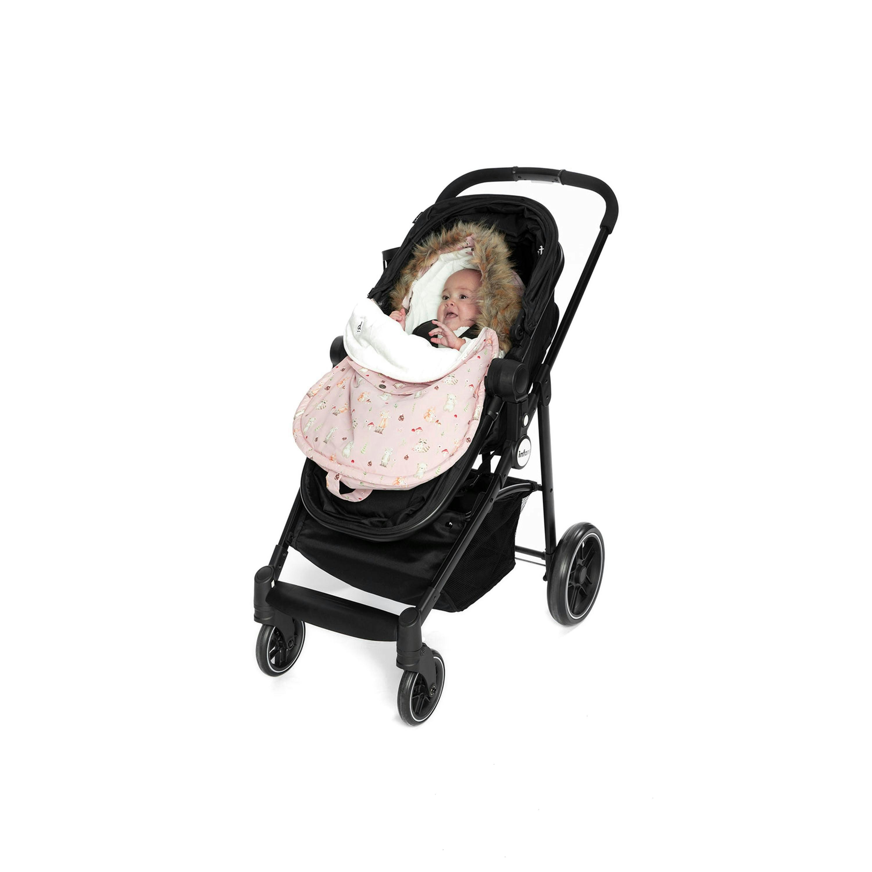 Bunting Bag For Car Seats & Strollers Pink Animal Print , view 4 of 6