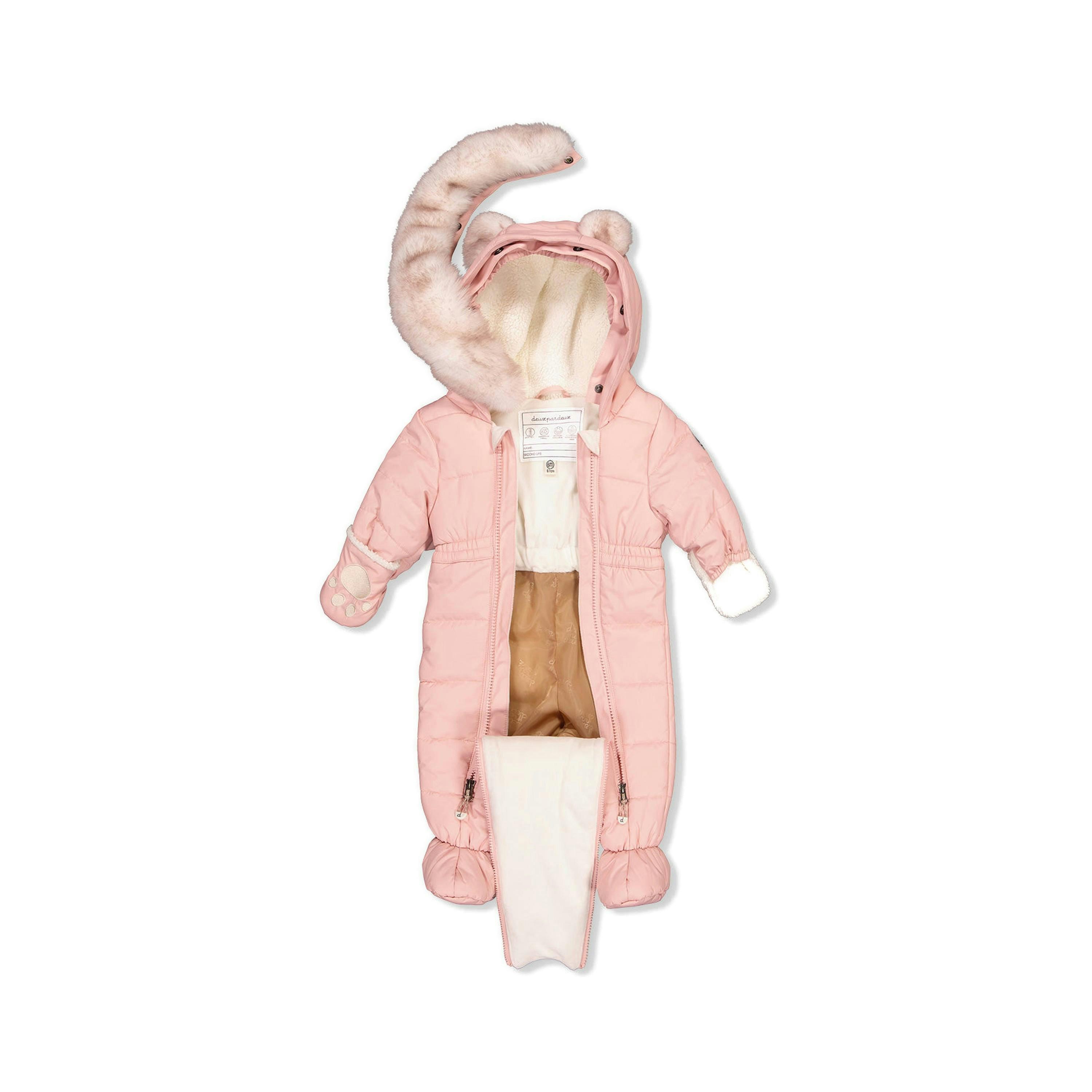 Baby One Piece Snowsuit For Car Seats Pale Dusty Pink , view 2 of 6