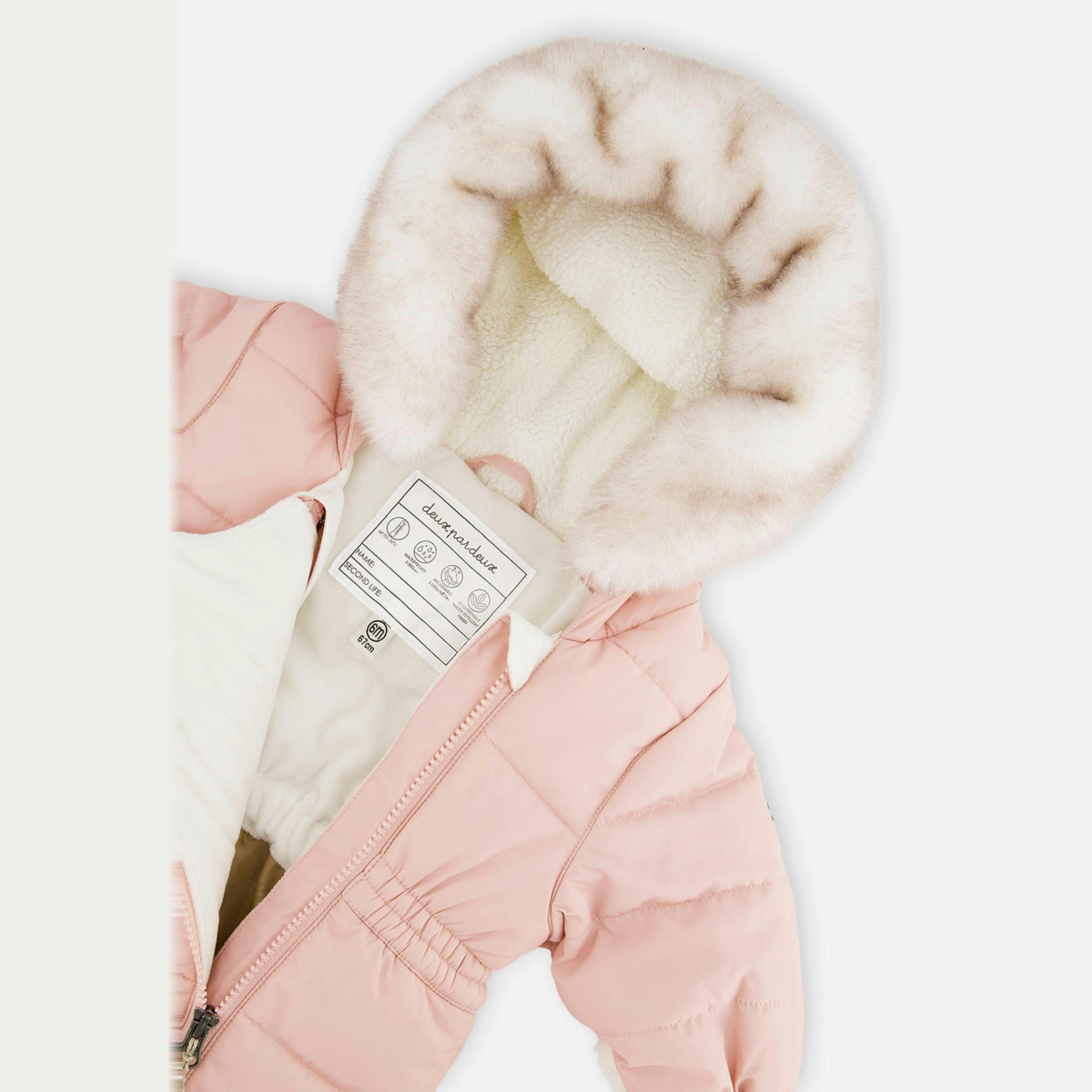 Baby One Piece Snowsuit For Car Seats Pale Dusty Pink , view 3 of 6