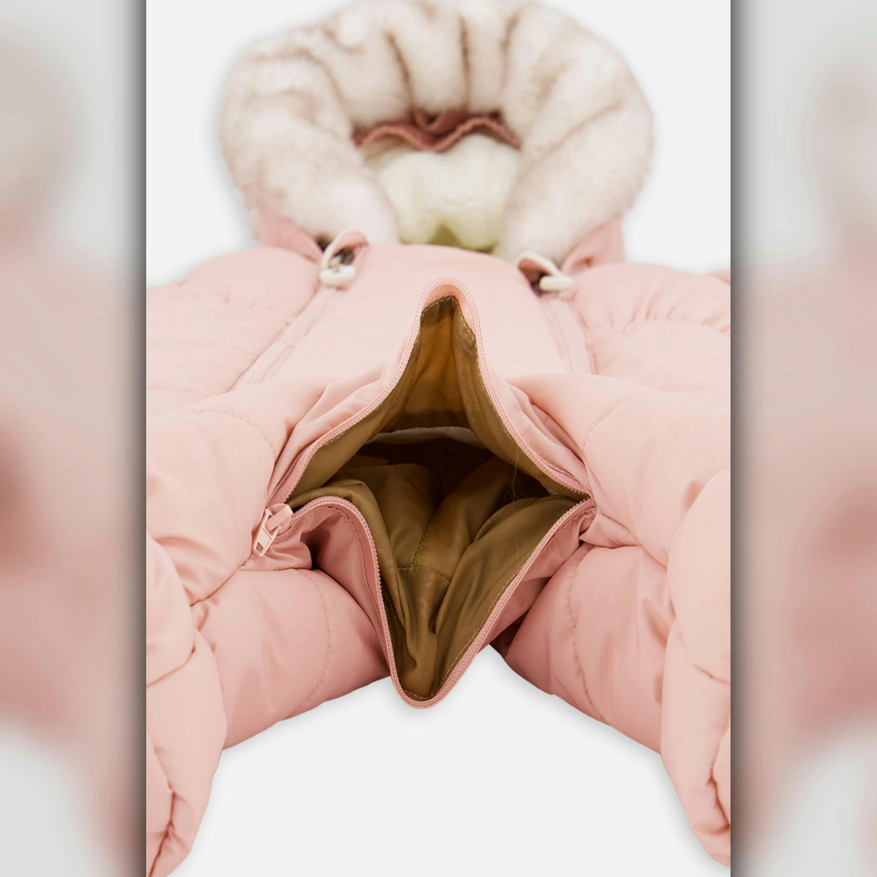Baby One Piece Snowsuit For Car Seats Pale Dusty Pink , view 4 of 6