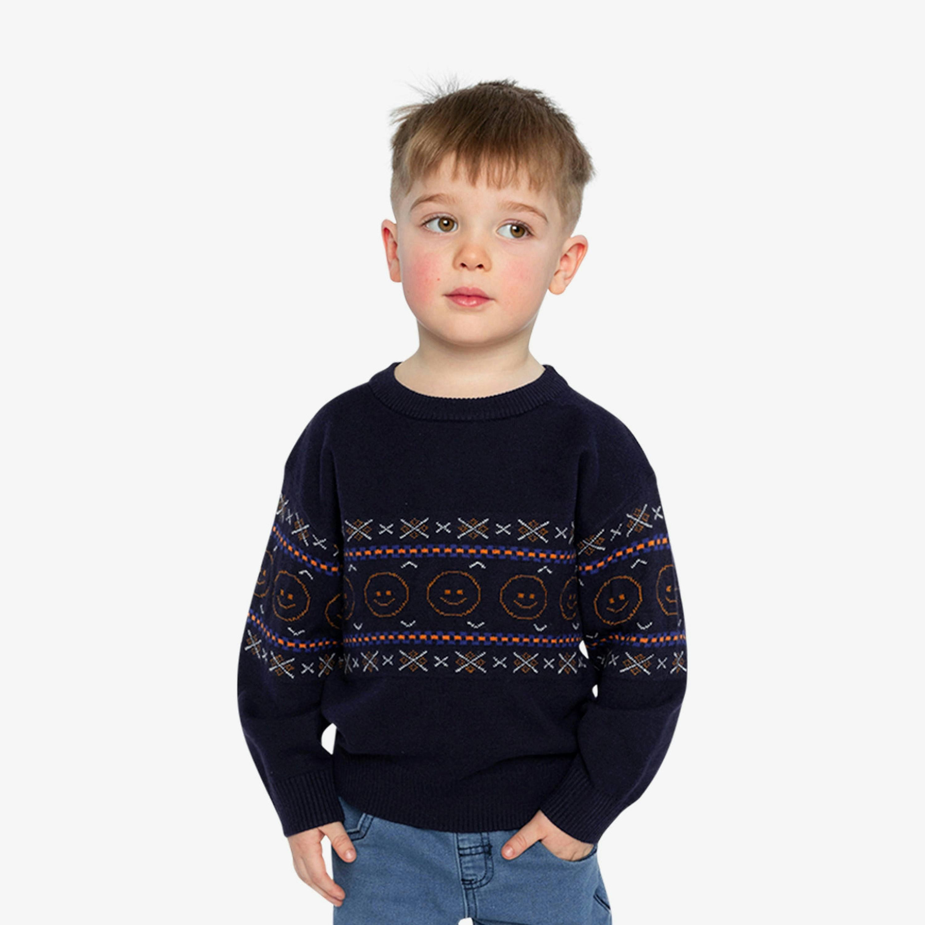 Jacquard Sweater Dark Blue , view 2 of 6