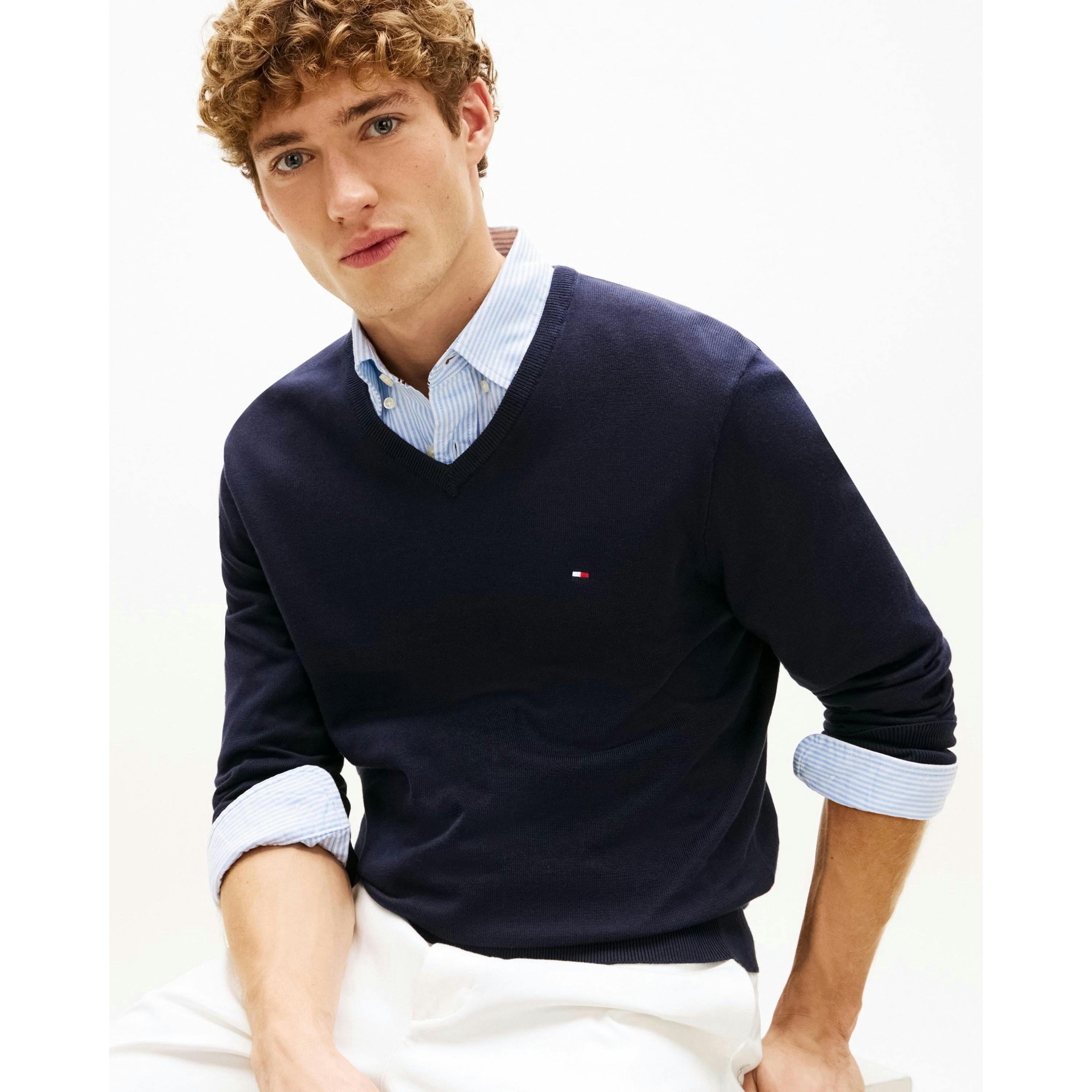 Tommy Hilfiger V-Neck Jumper  in Blue , view 5 of 5
