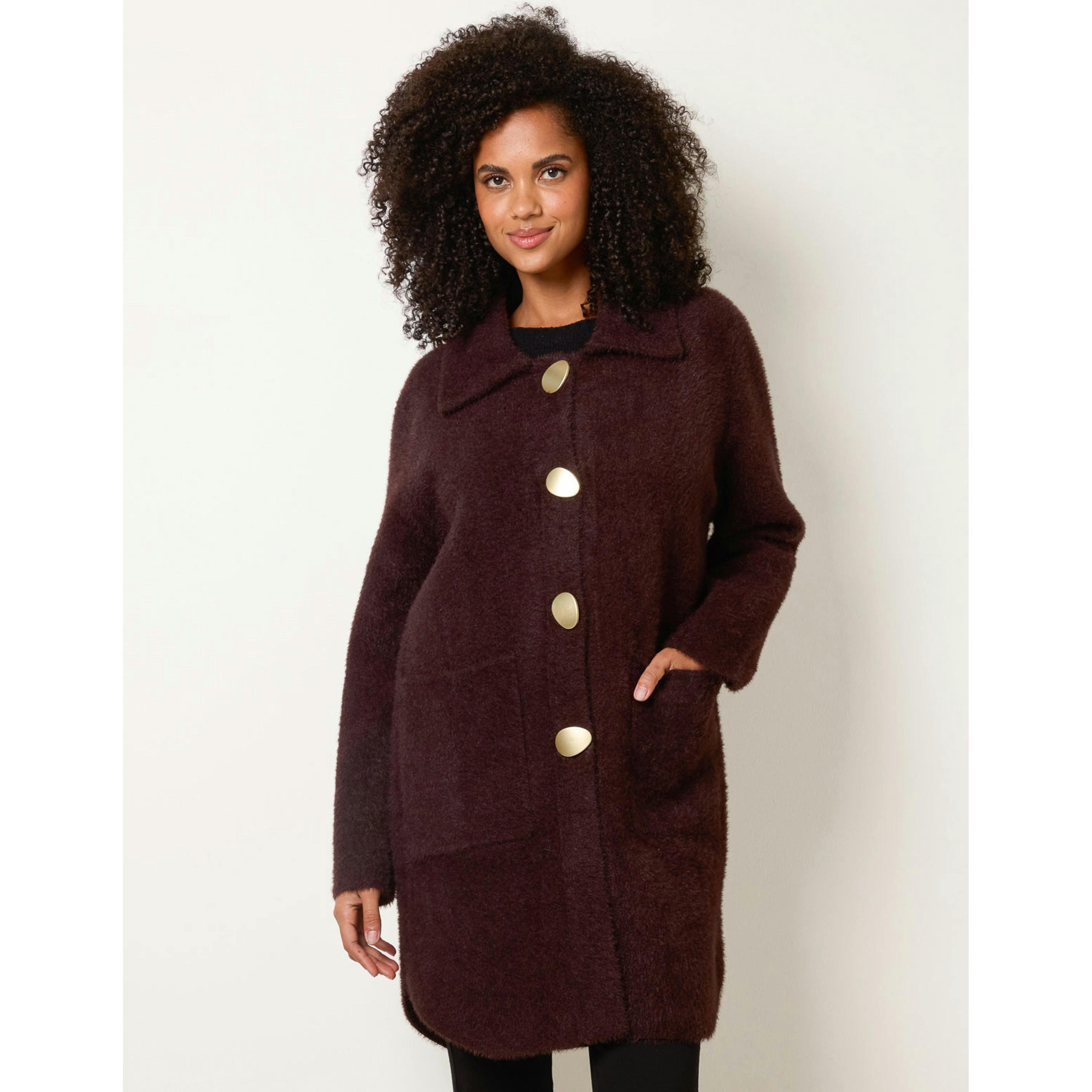 Blue Vanilla Overcoat With Classic Collar  in Brown , view 3 of 4