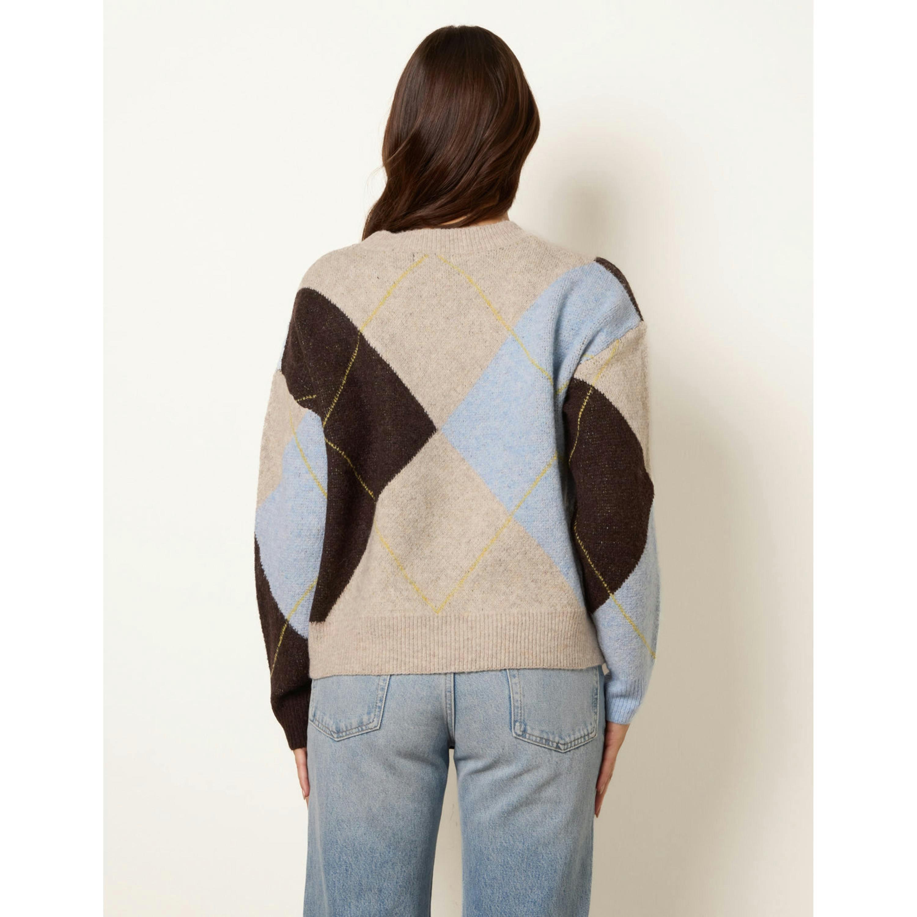 Blue Vanilla Argyle Knit Jumper  in Blue , view 2 of 4