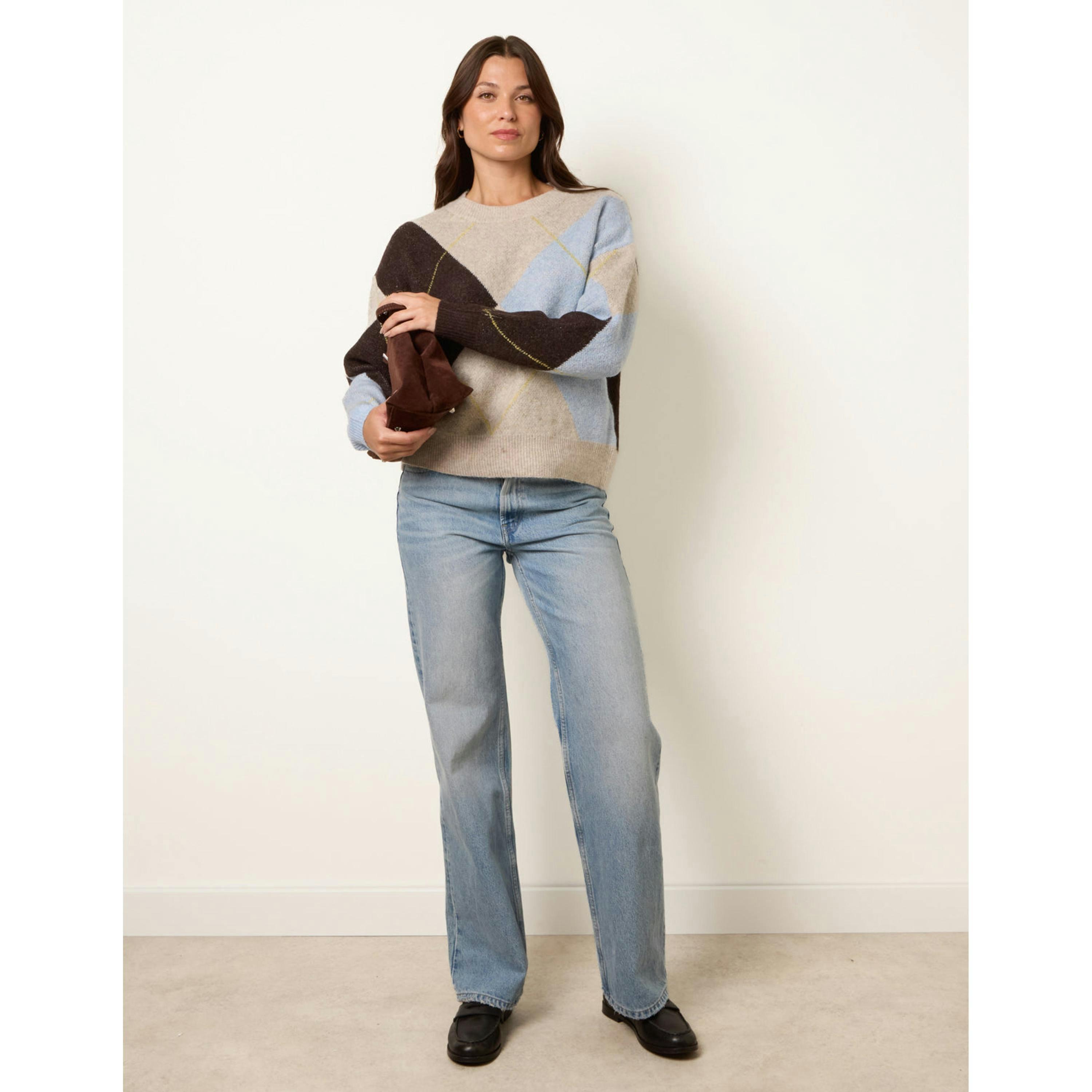Blue Vanilla Argyle Knit Jumper  in Blue , view 4 of 4
