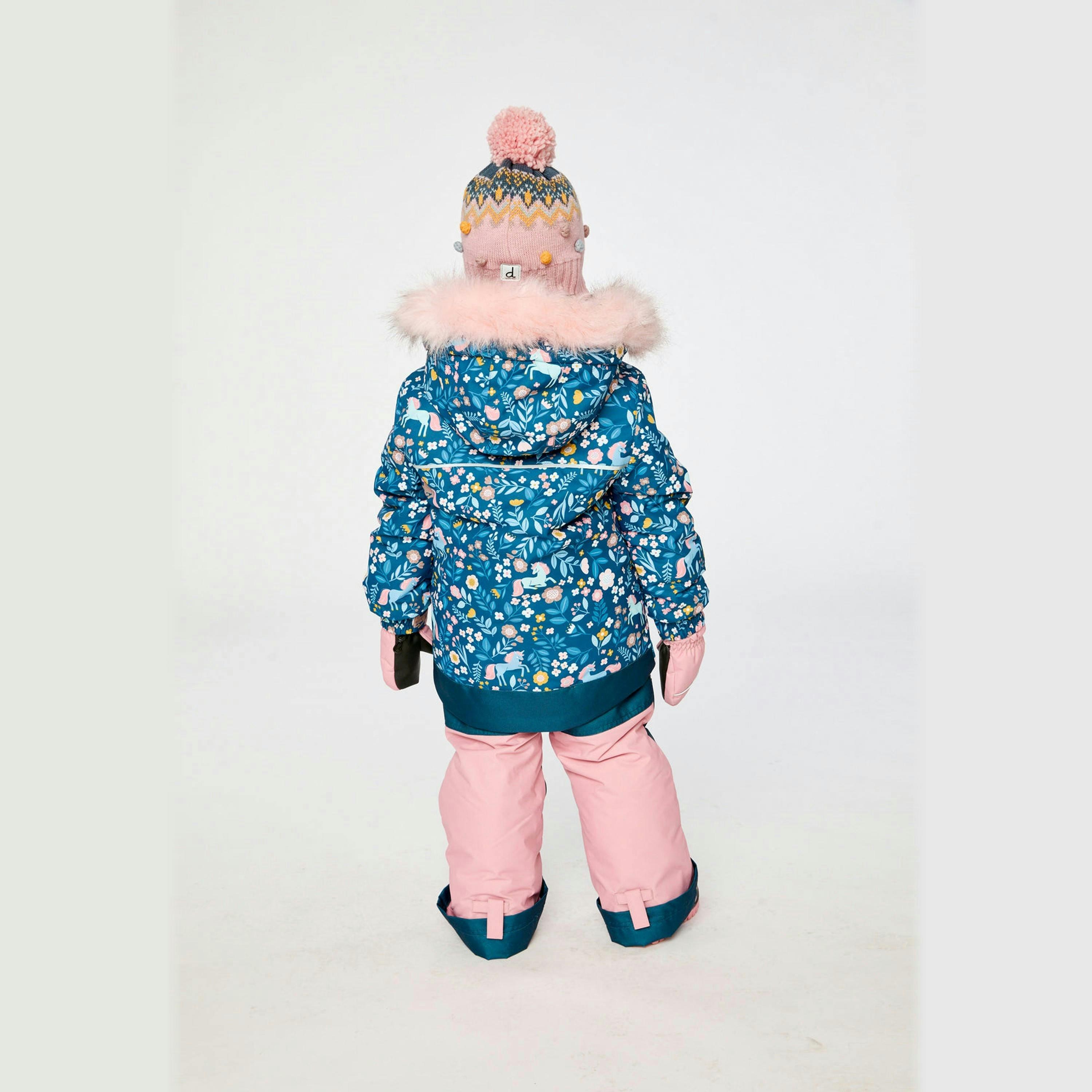 Two Piece Discover Snowsuit Blue And Pink Unicorn Print , view 4 of 6