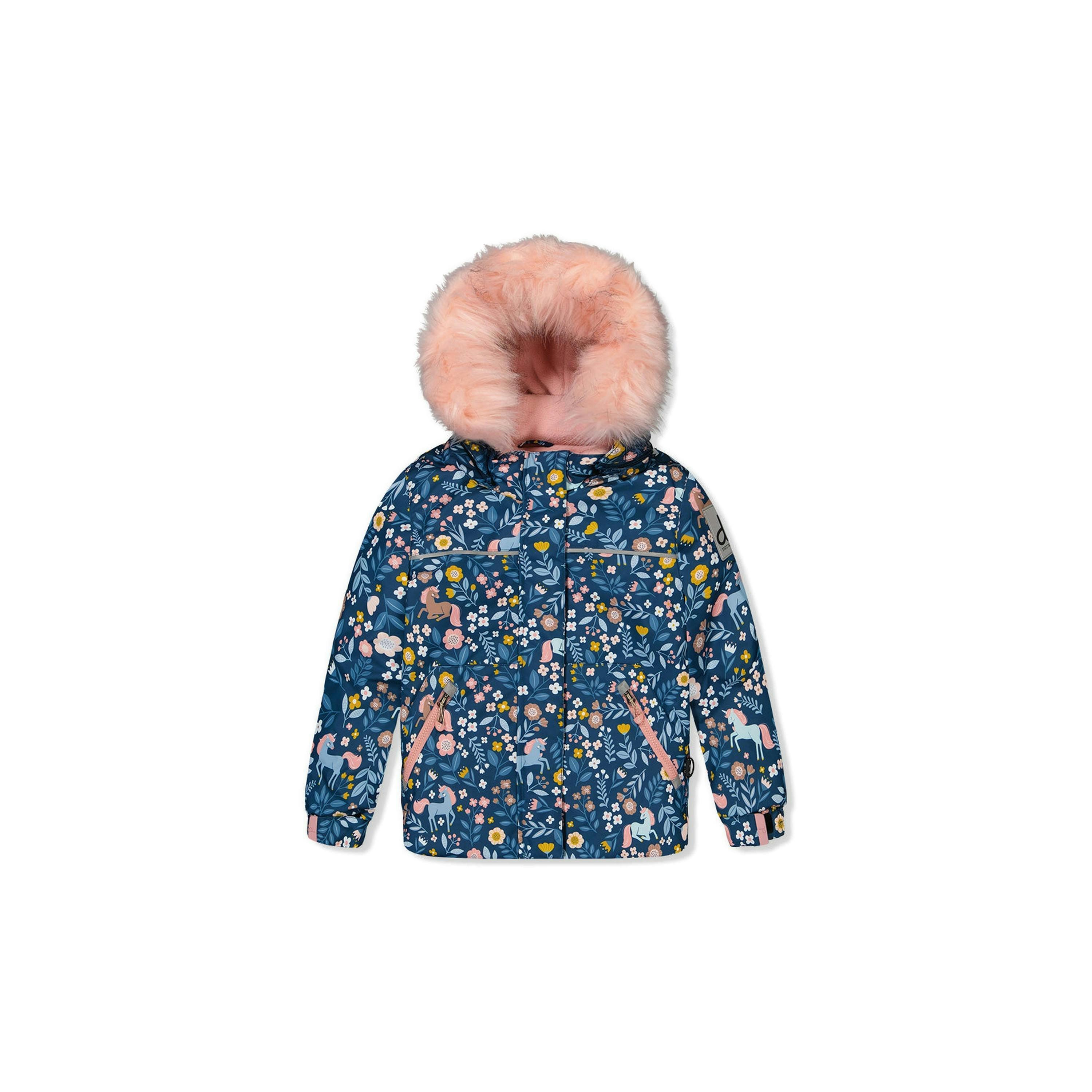 Two Piece Discover Snowsuit Blue And Pink Unicorn Print , view 5 of 6