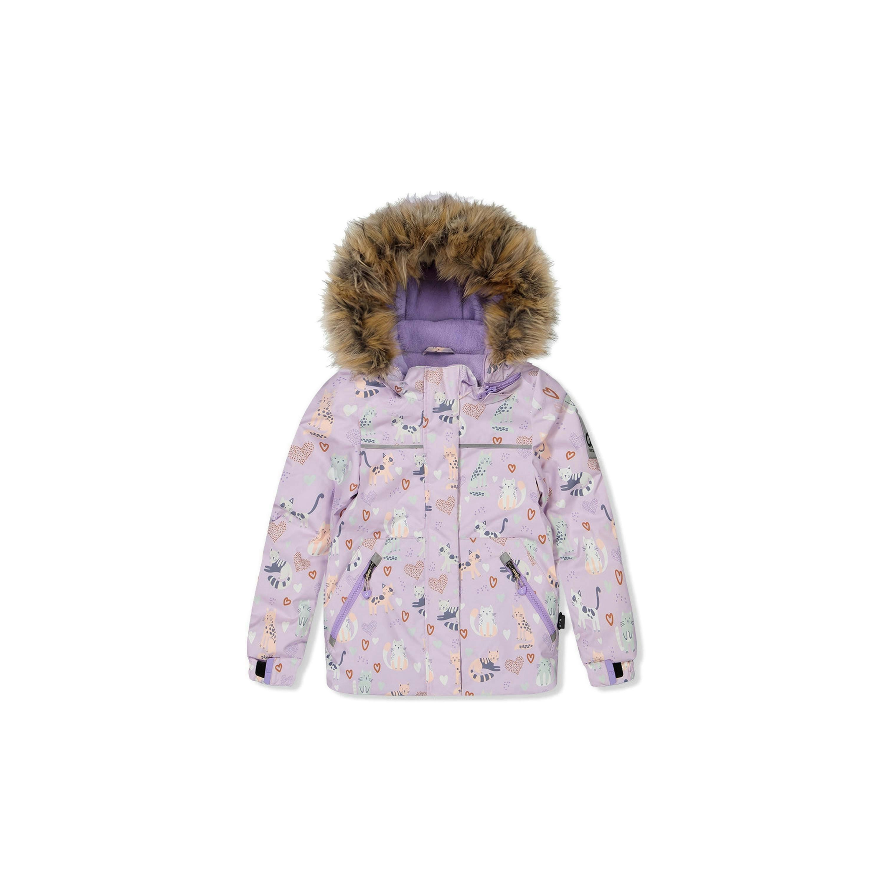 Two Piece Discover Snowsuit Purple Printed Cats , view 2 of 6