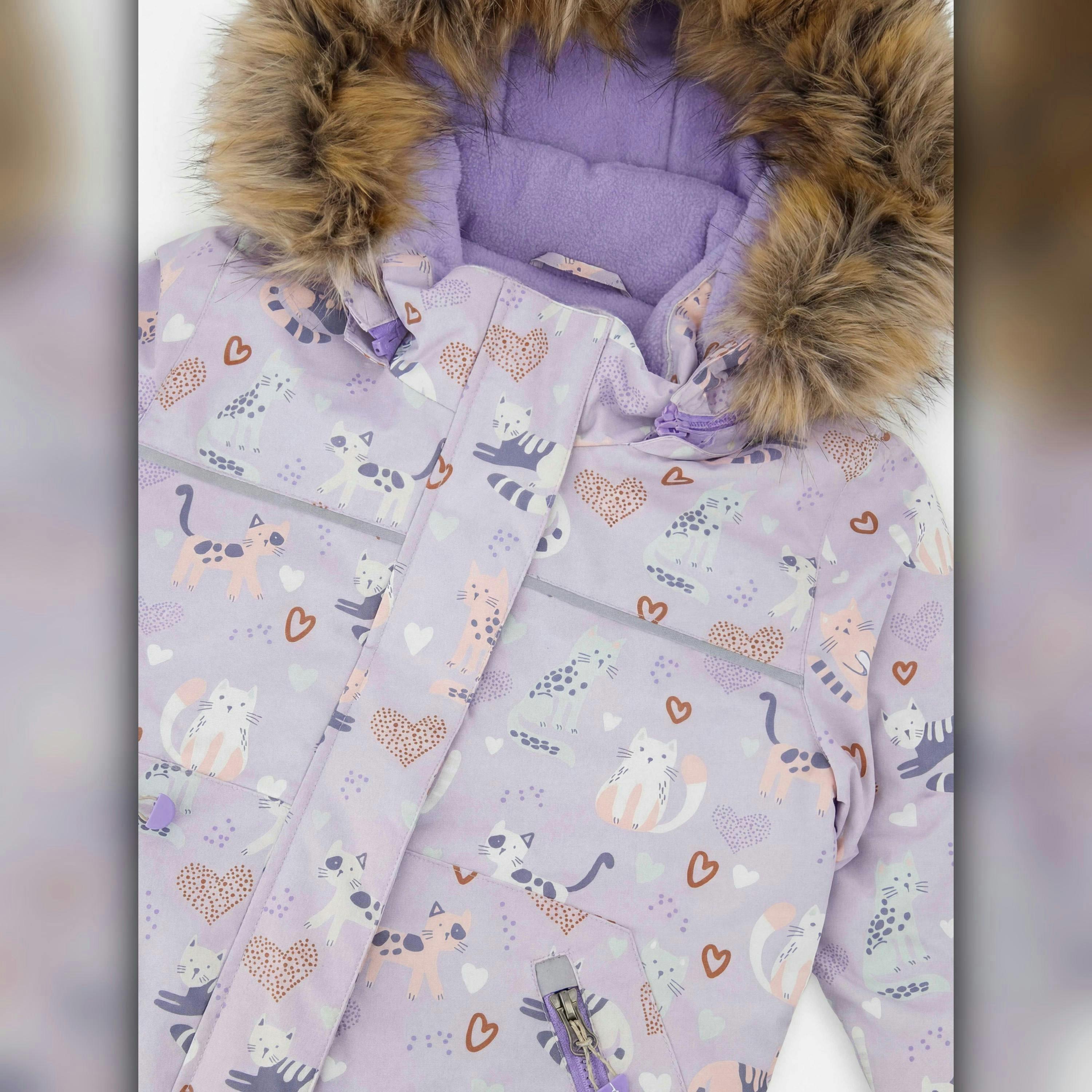 Two Piece Discover Snowsuit Purple Printed Cats , view 4 of 6