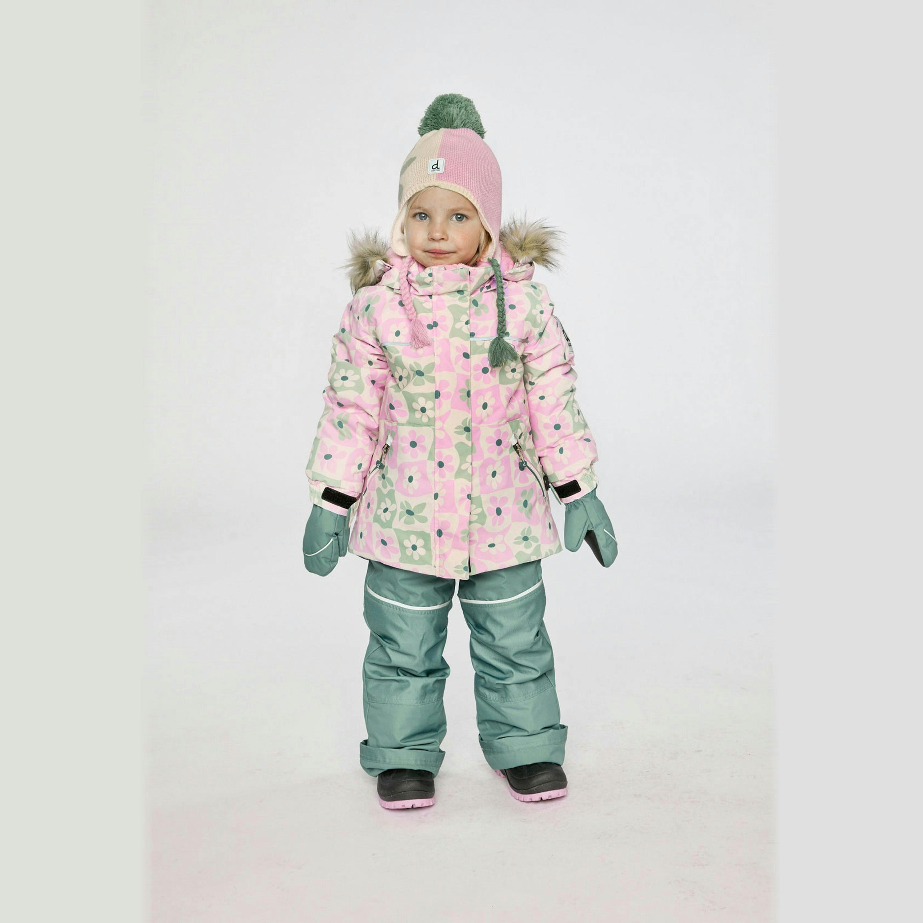 Two Piece Discover Snowsuit White With Retro Pink Print , view 2 of 6