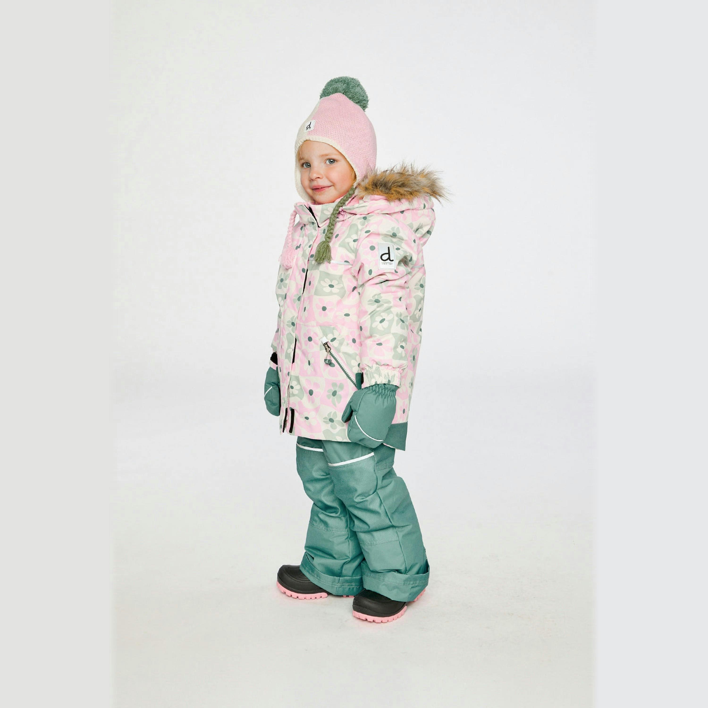 Two Piece Discover Snowsuit White With Retro Pink Print , view 3 of 6
