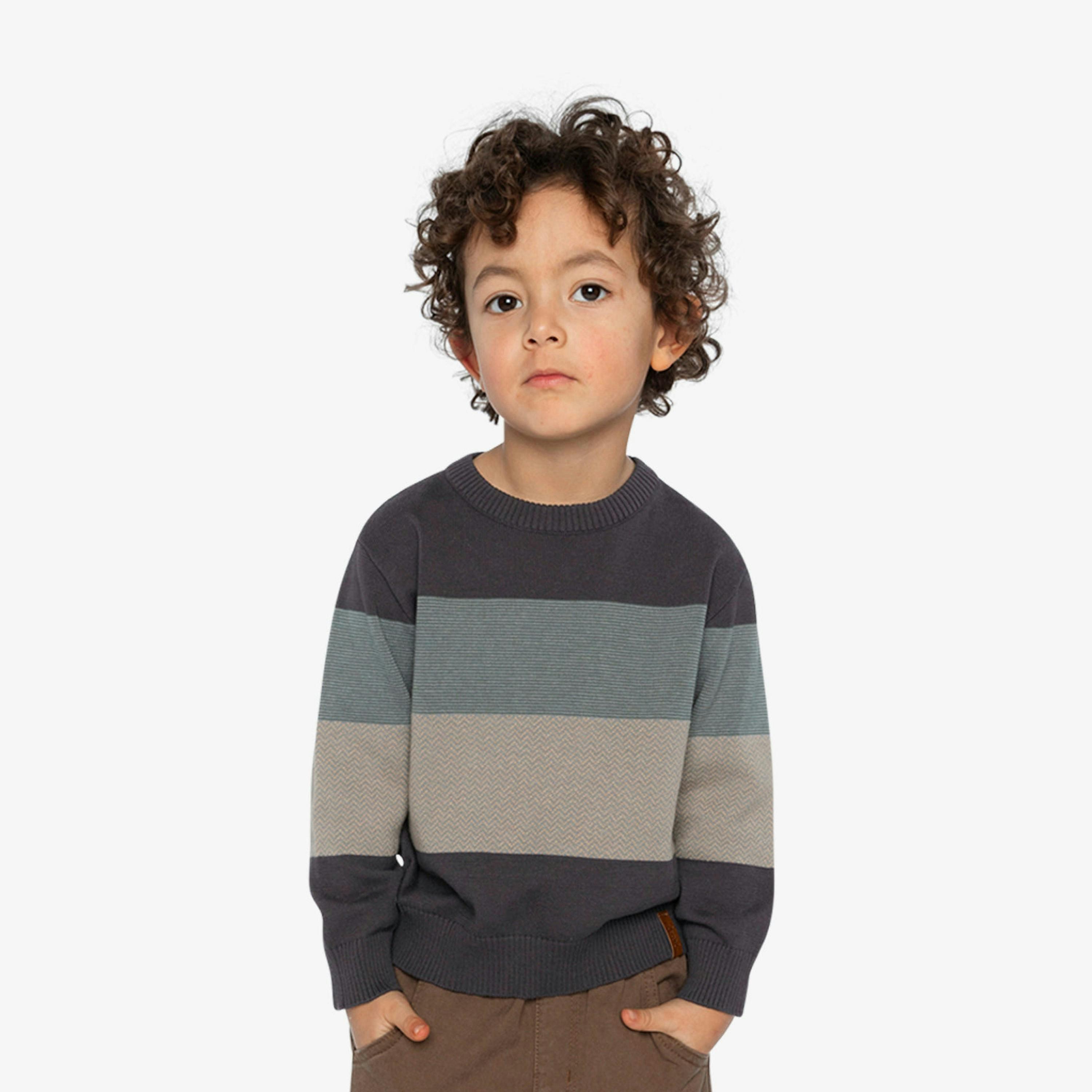 Colorblock Knit Sweater Black And Beige , view 2 of 5