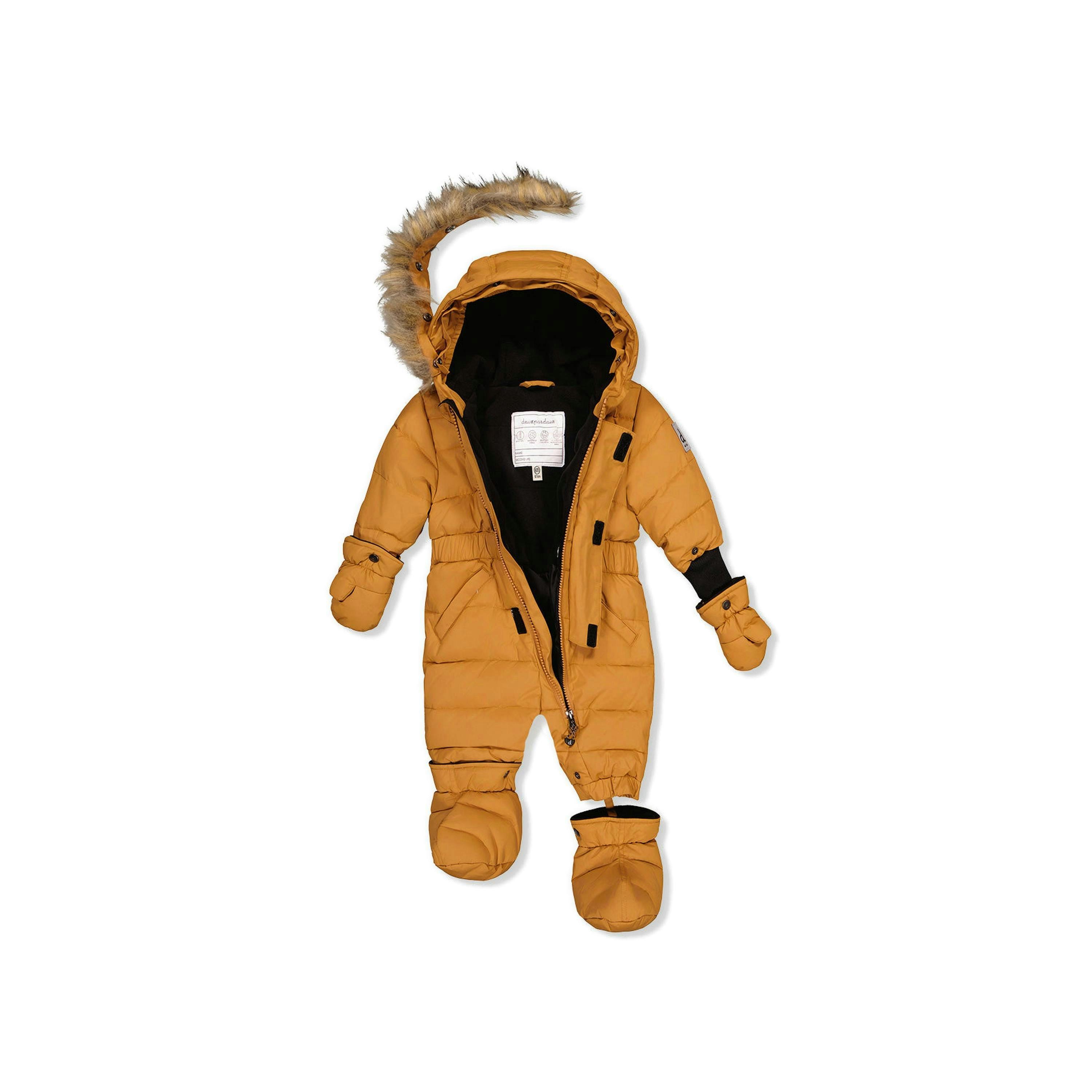 Baby Original One Piece Puffy Snowsuit With Removable Mittens And Boots Brown Sugar , view 6 of 6