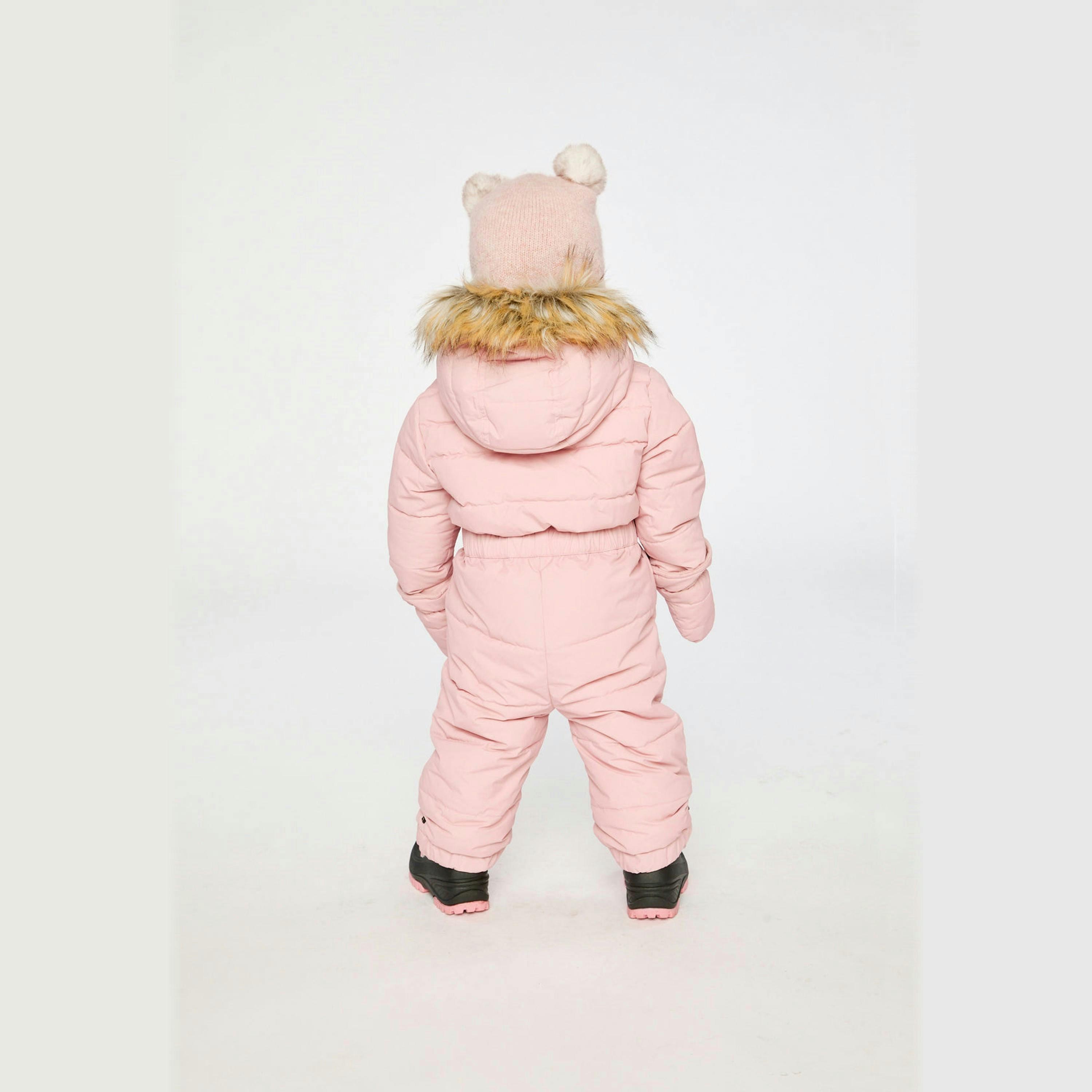 Baby Original One Piece Puffy Snowsuit With Removable Mittens And Boots Pale Dusty Pink , view 4 of 6