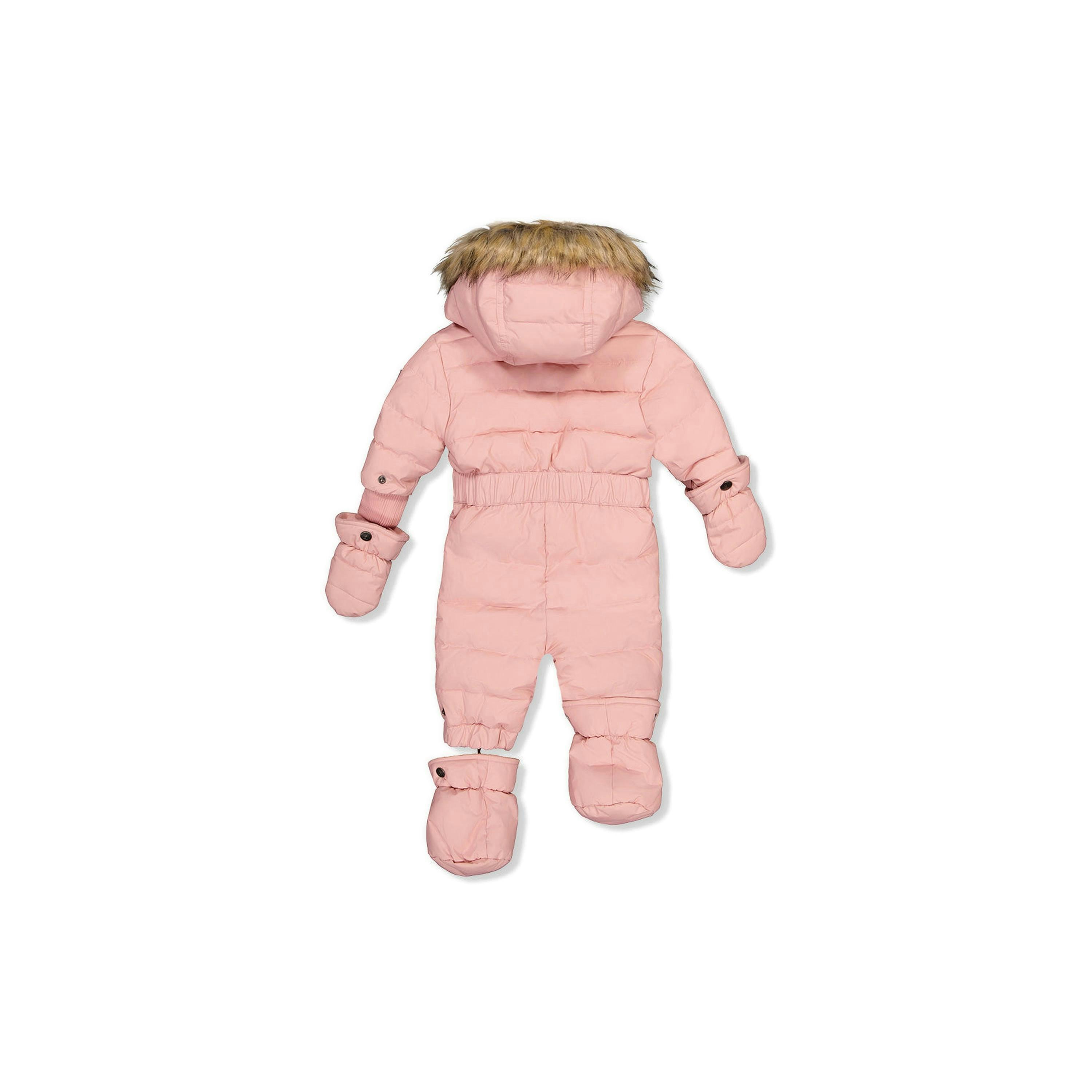 Baby Original One Piece Puffy Snowsuit With Removable Mittens And Boots Pale Dusty Pink , view 5 of 6