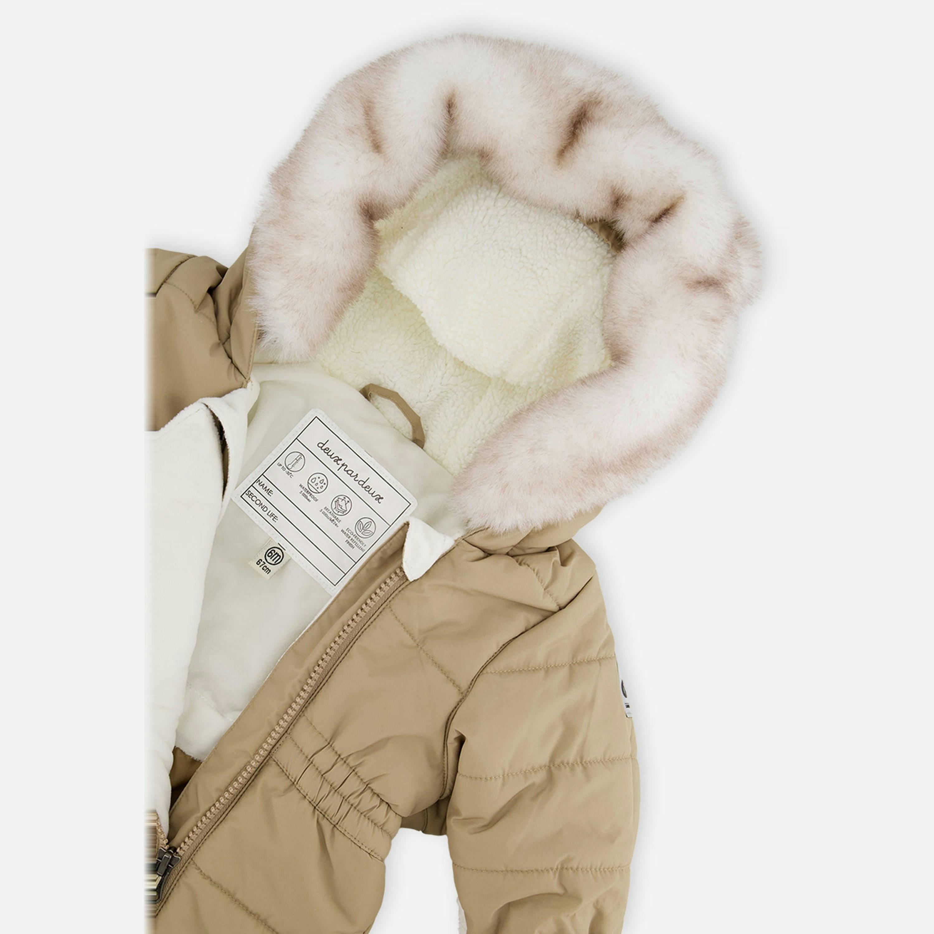 Baby One Piece Snowsuit For Car Seats Taupe , view 2 of 5