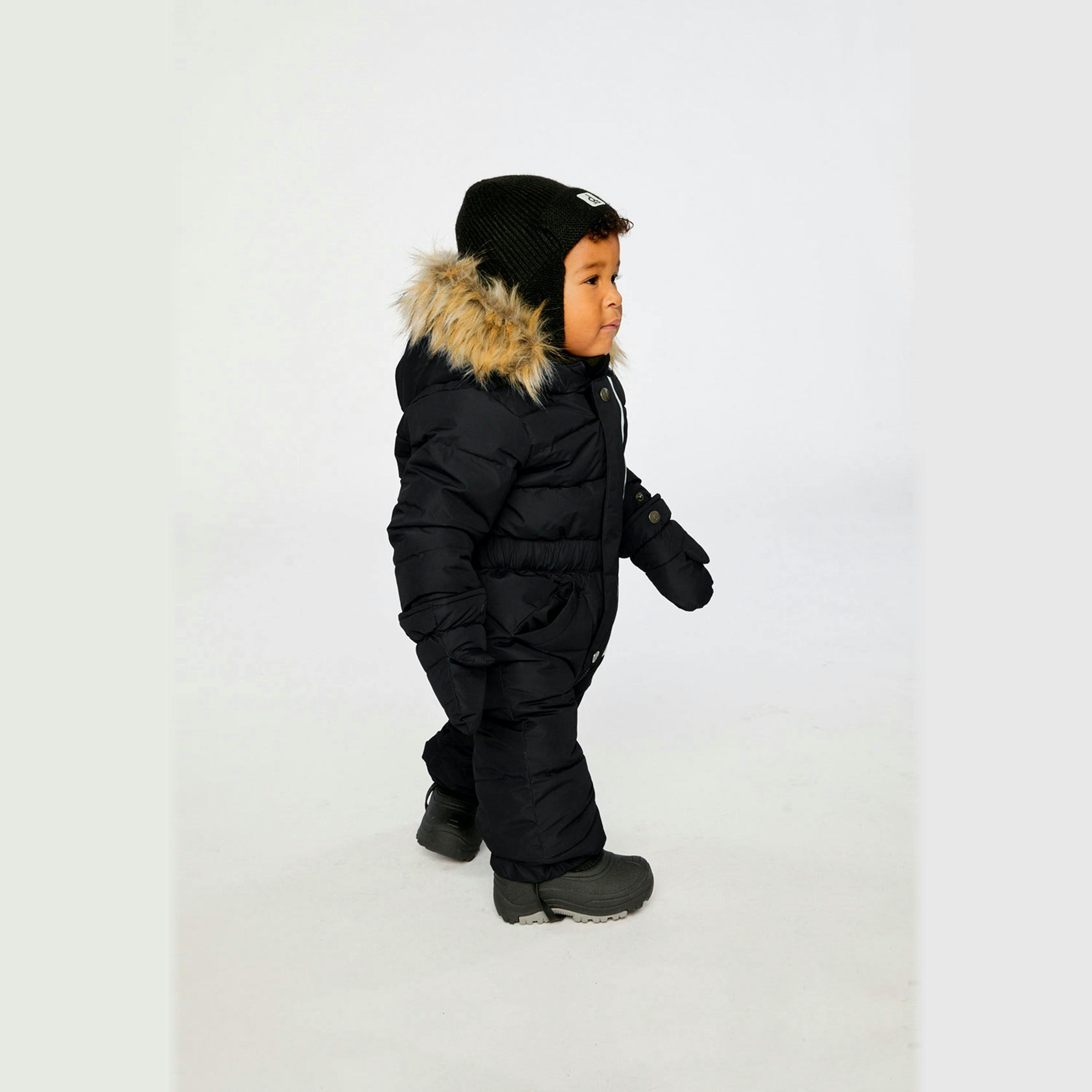 Baby Original One Piece Puffy Snowsuit With Removable Mittens And Boots Black , view 3 of 6