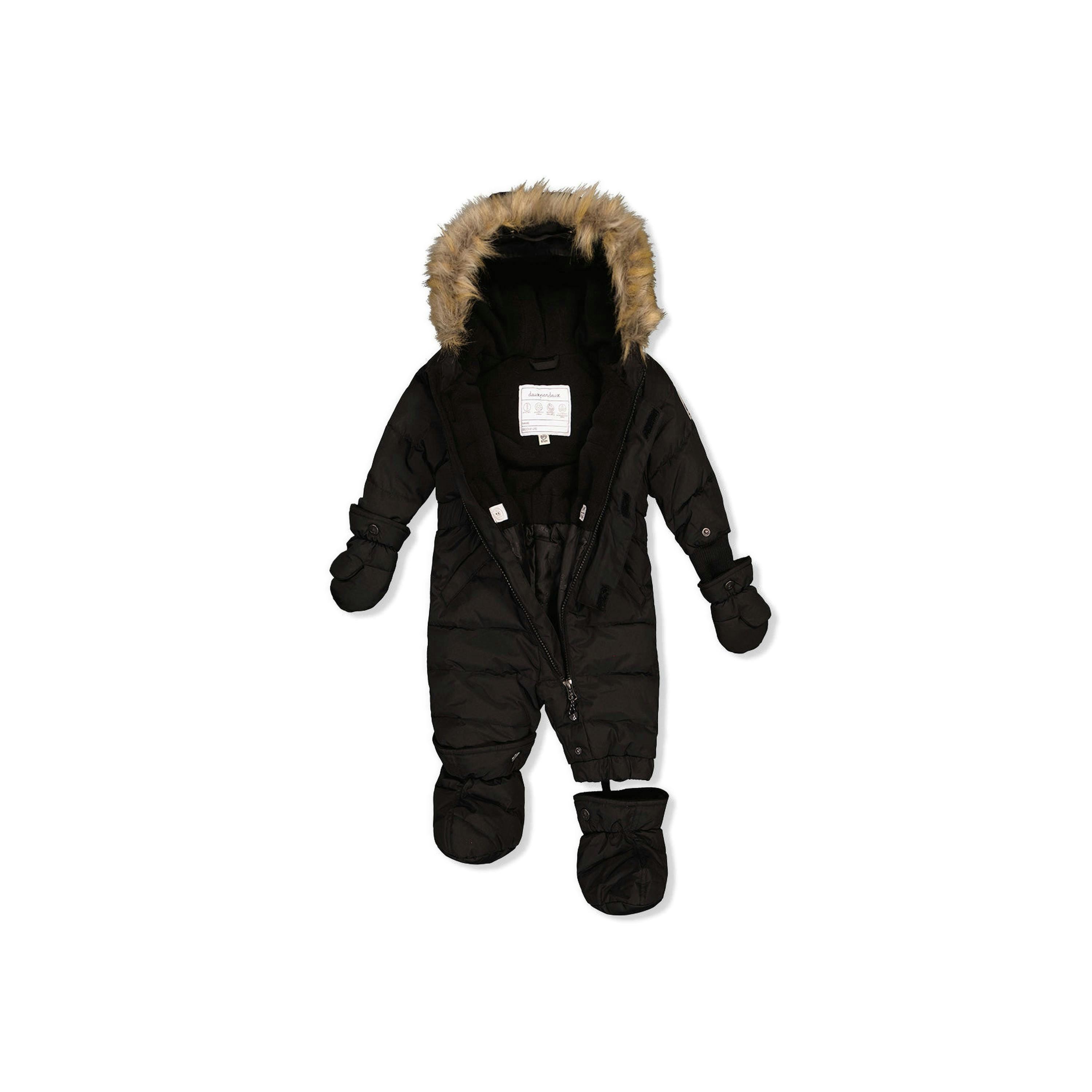 Baby Original One Piece Puffy Snowsuit With Removable Mittens And Boots Black , view 5 of 6