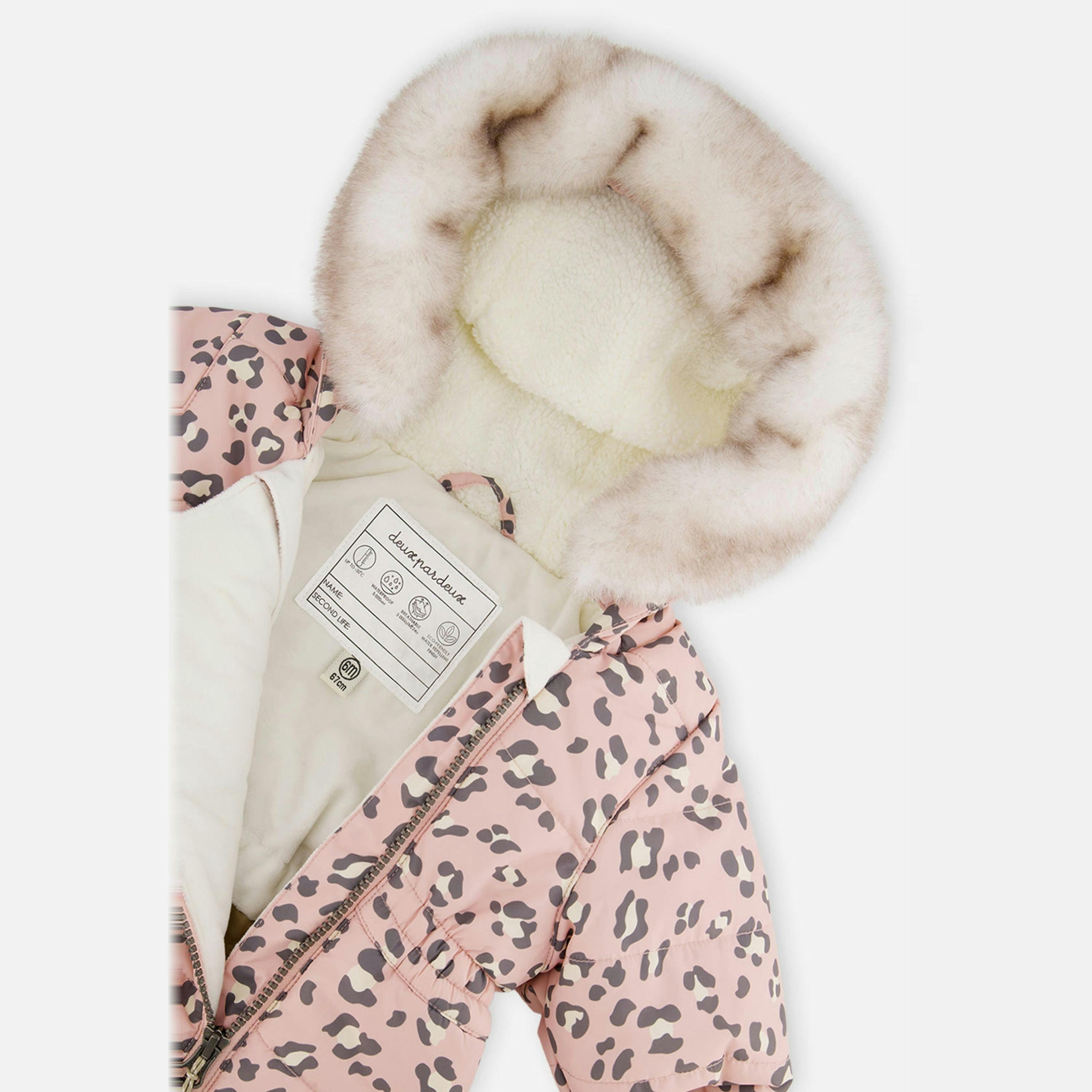 Baby One Piece Snowsuit For Car Seats Rose Leopard Print , view 2 of 5