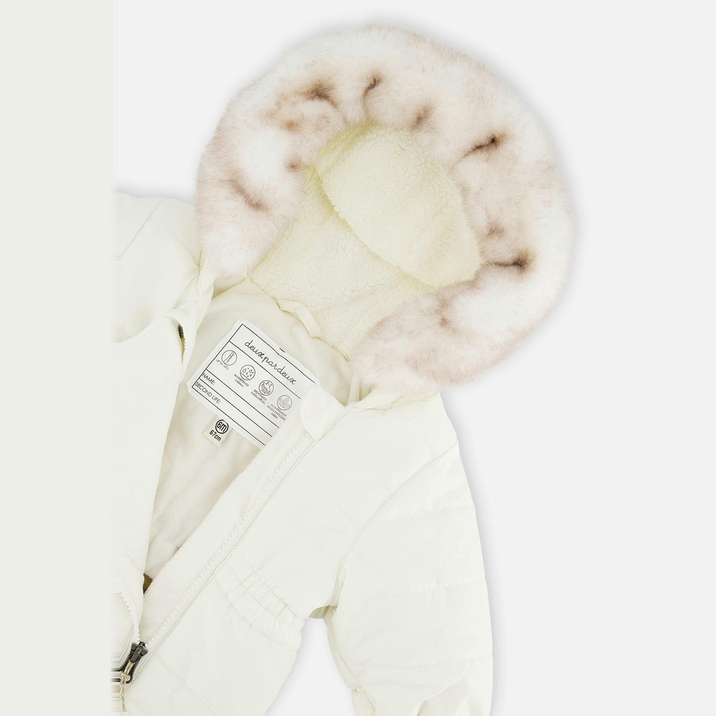 Baby One Piece Snowsuit For Car Seats Off White , view 4 of 6