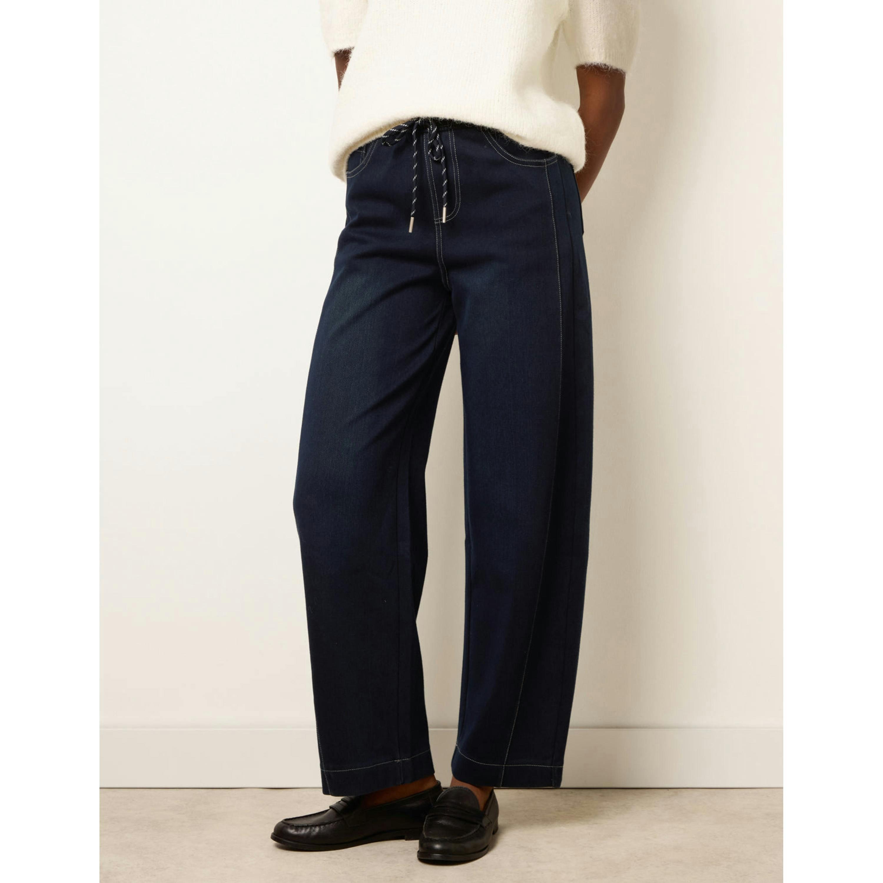 Blue Vanilla Stitch Barrel Leg Jeans  in Navy , view 1 of 4