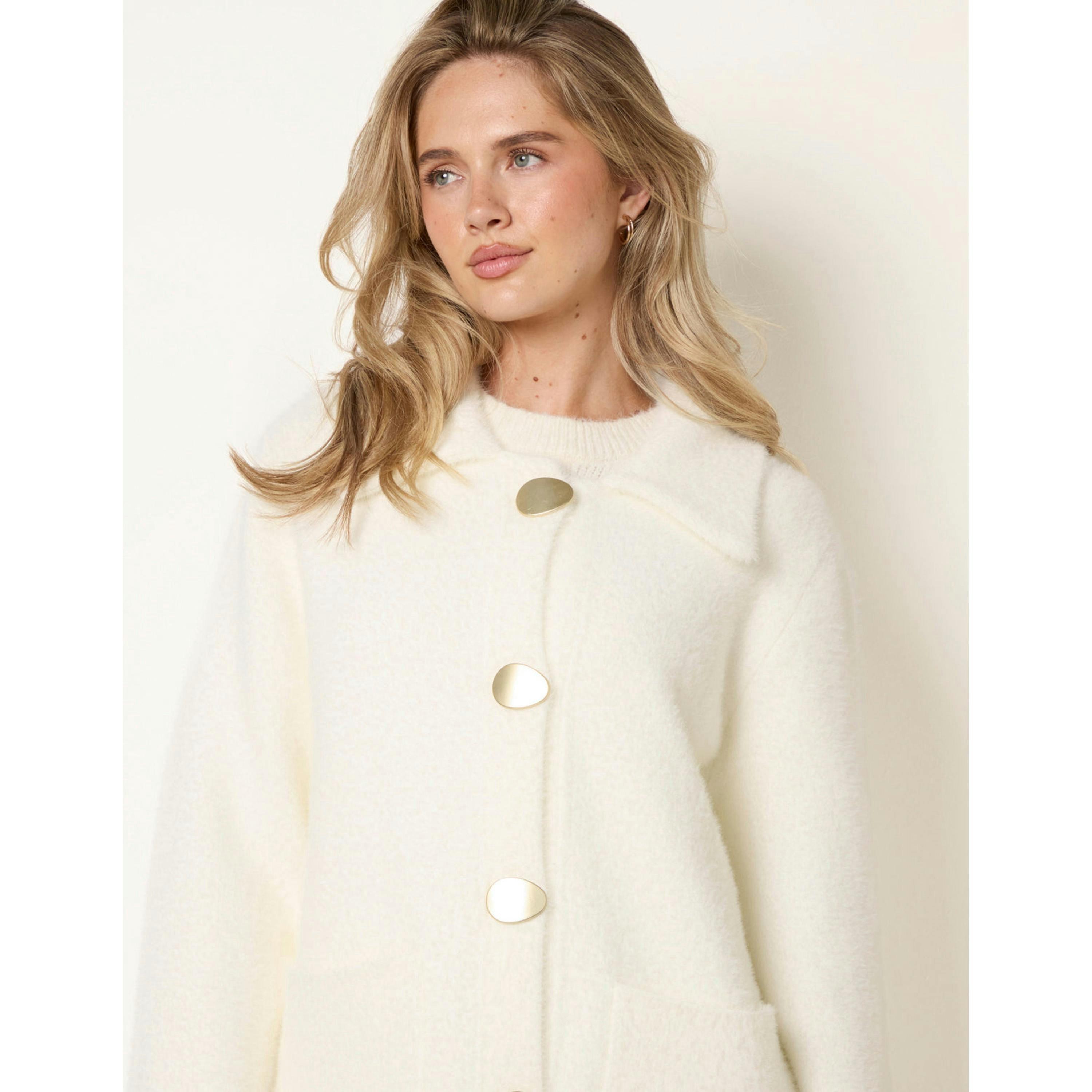 Blue Vanilla Overcoat With Classic Collar  in Ivory , view 4 of 4