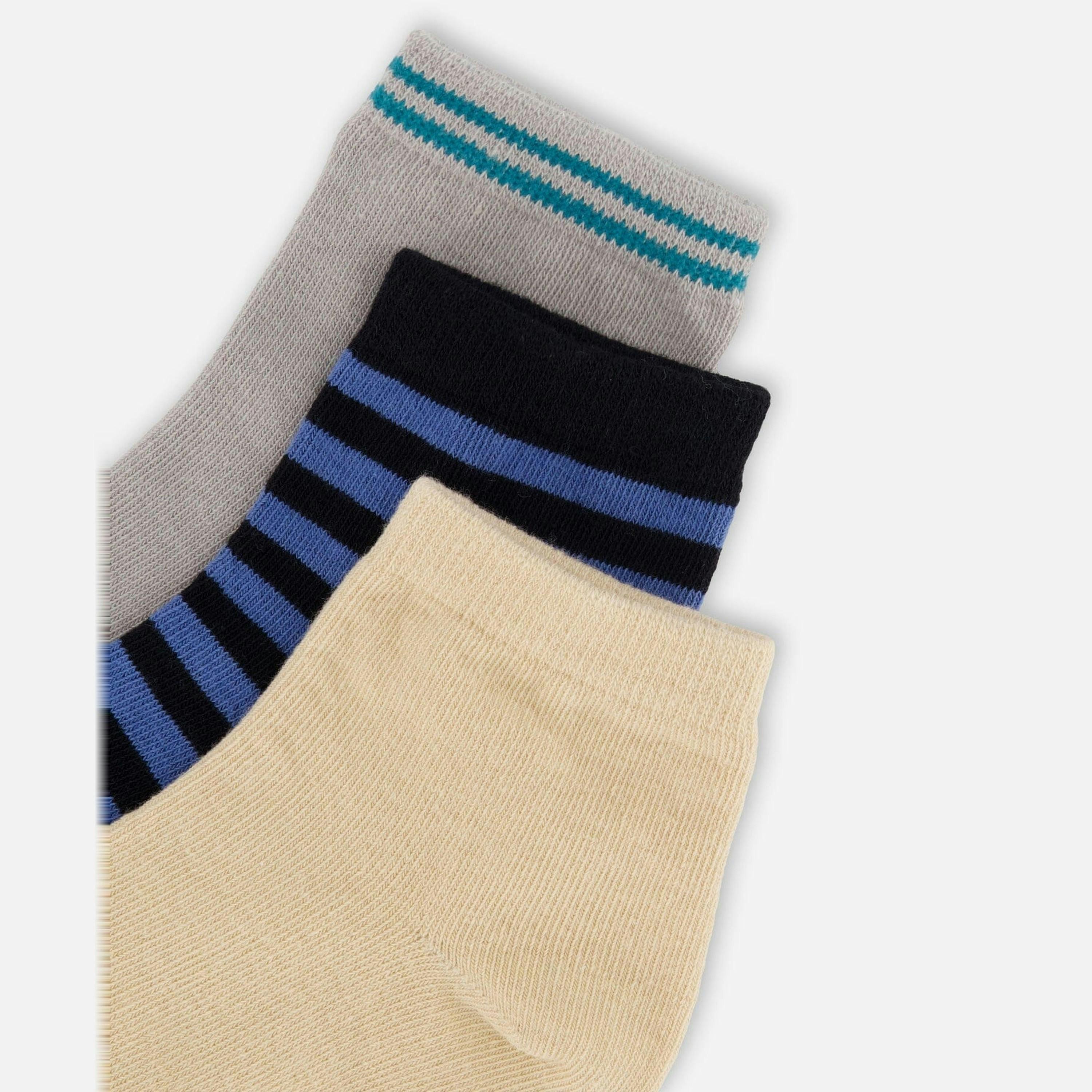 Socks (3 Pairs) Set Striped Blue and Black , view 2 of 3