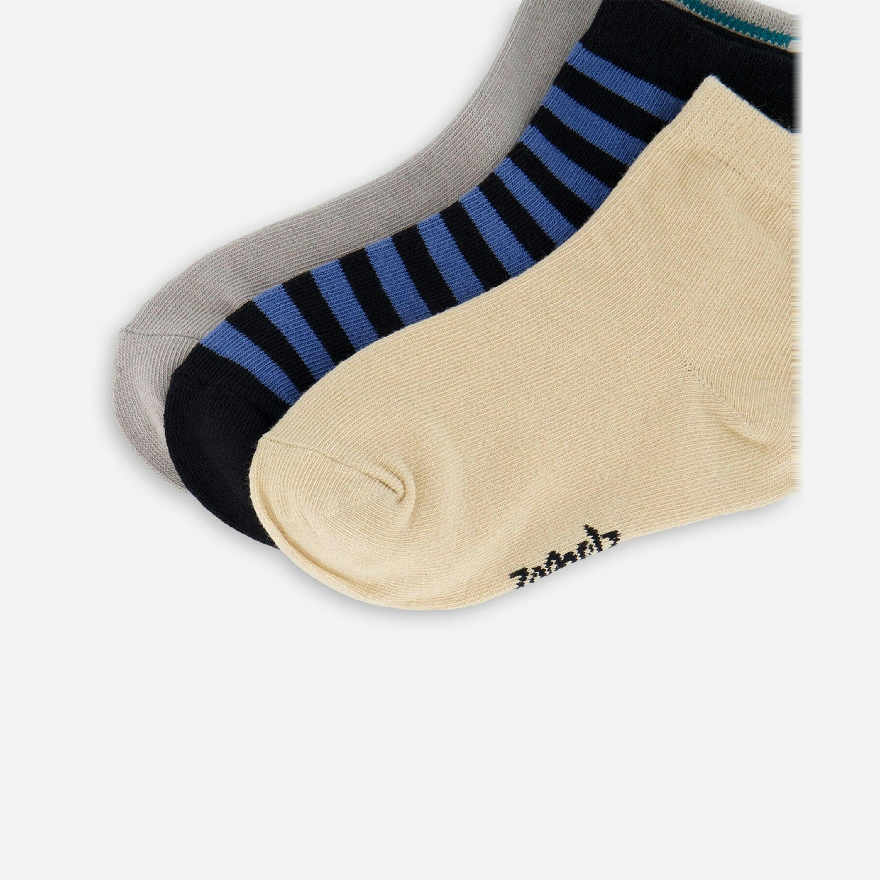 Socks (3 Pairs) Set Striped Blue and Black , view 3 of 3