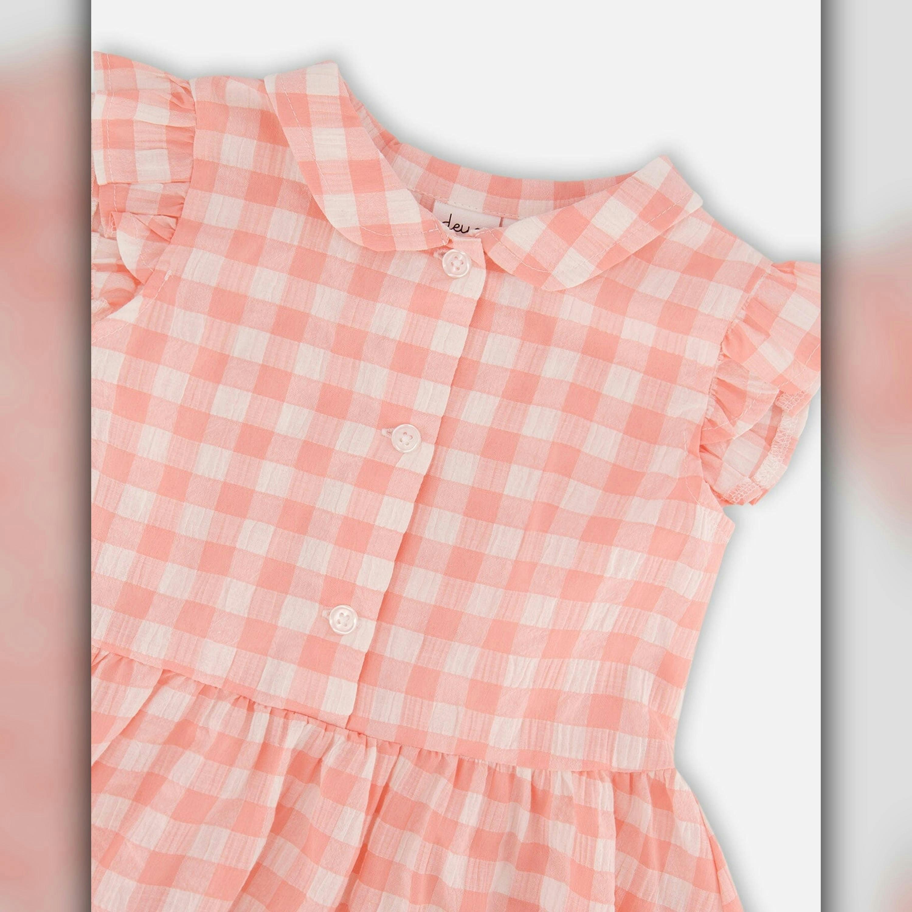 Sleeveless Button Down Dress Pink Gingham , view 3 of 3