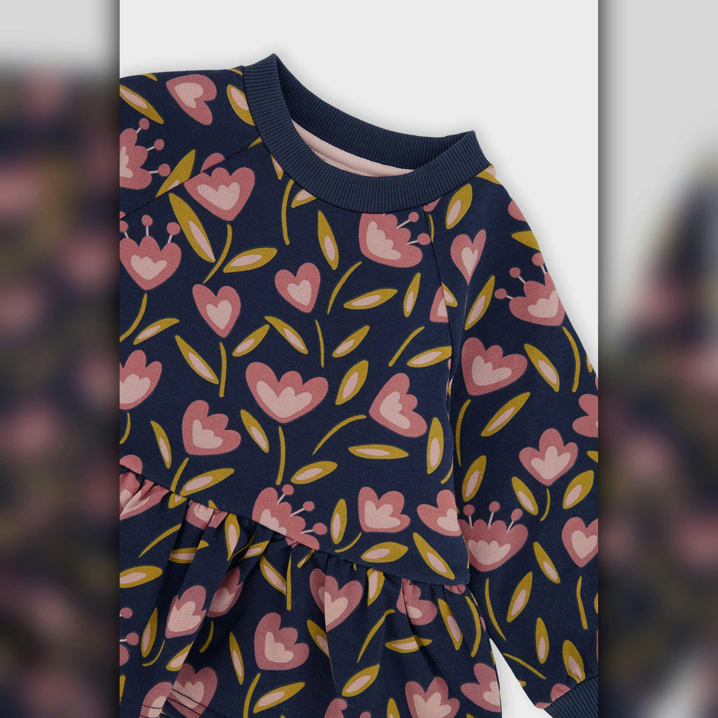 French Terry Top Blue Tulip Print , view 5 of 6