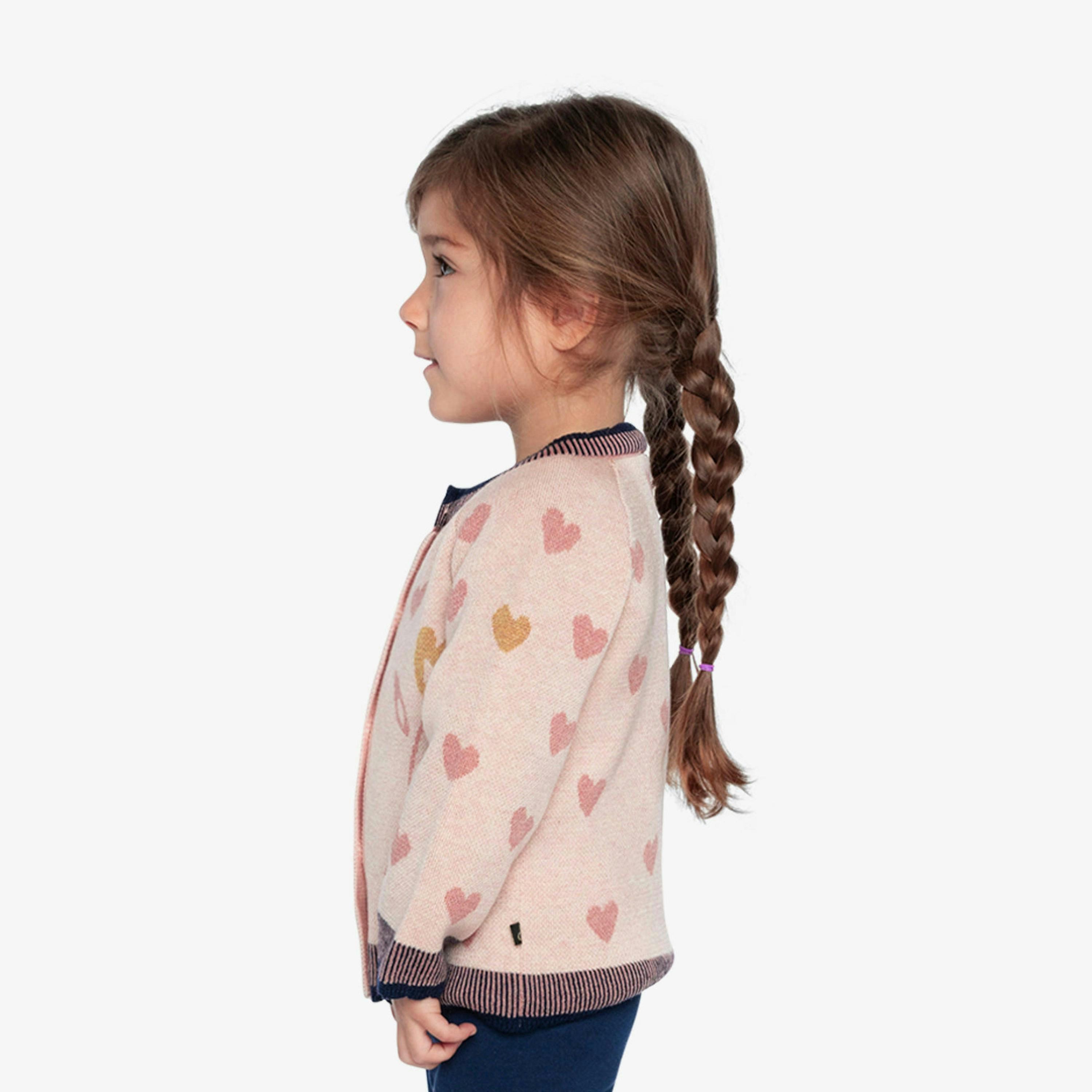 Knitted Jacquard Cardigan Pale Dusty Pink And Navy , view 4 of 6