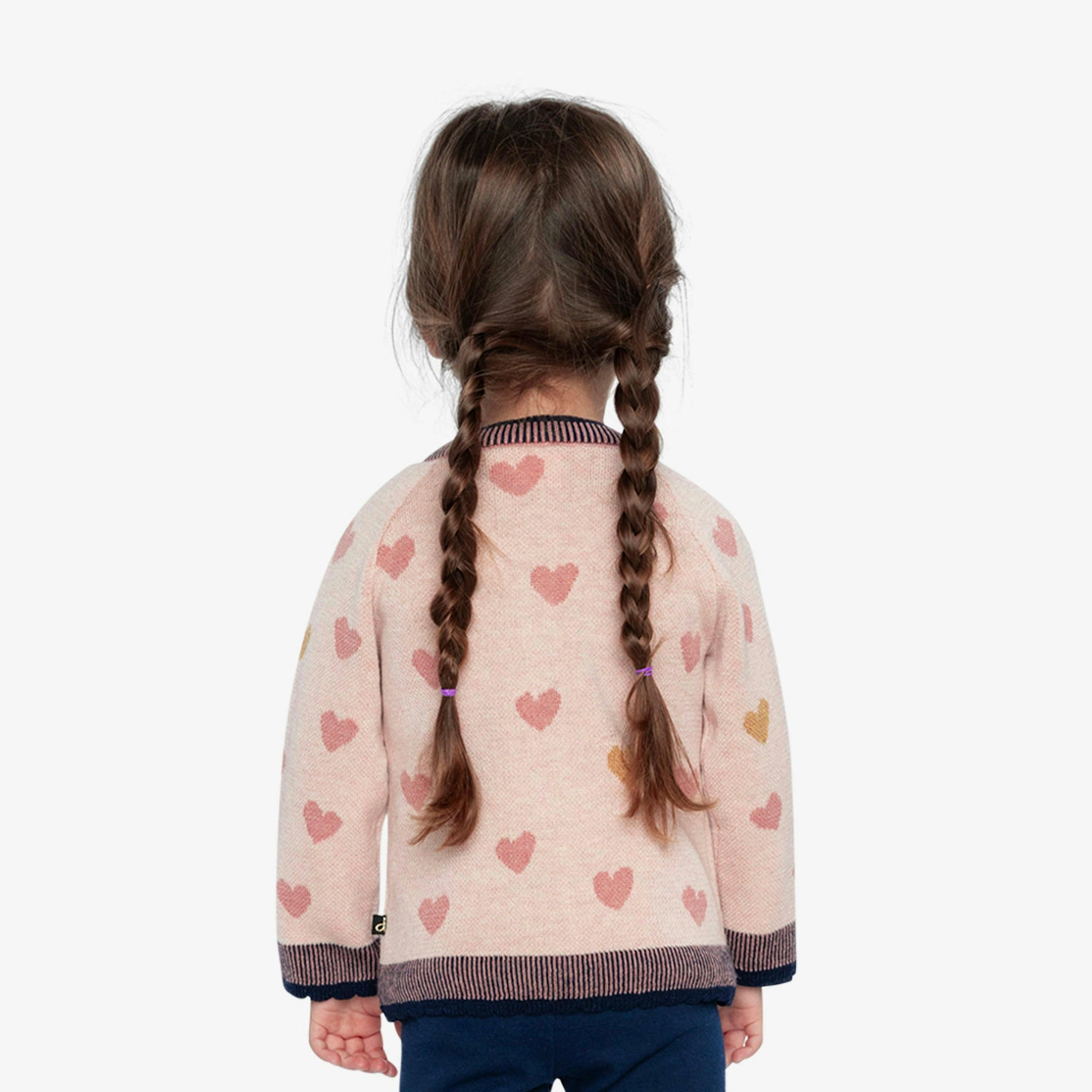 Knitted Jacquard Cardigan Pale Dusty Pink And Navy , view 6 of 6
