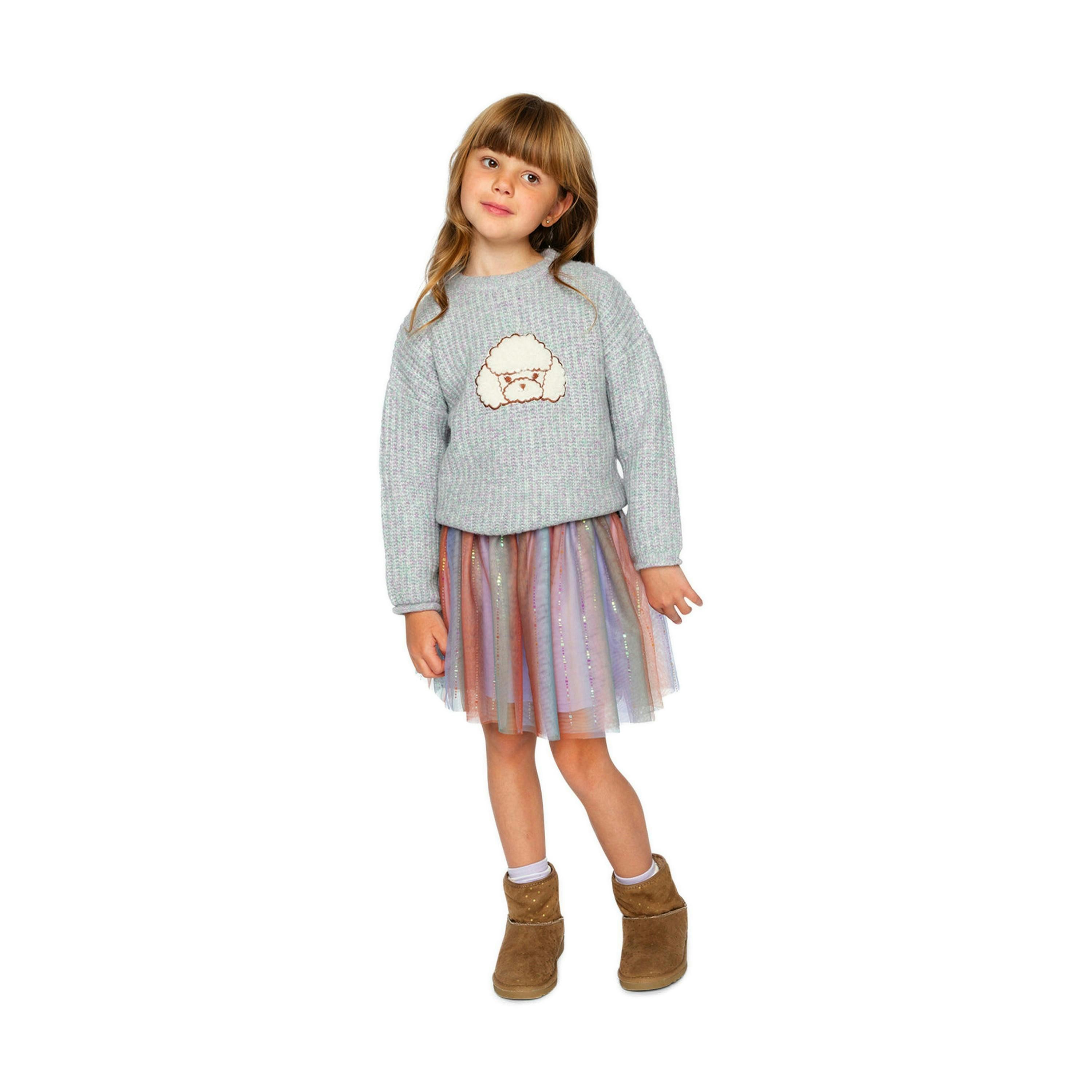 Poodle Sweater Pale Turquoise And Lilac , view 2 of 6