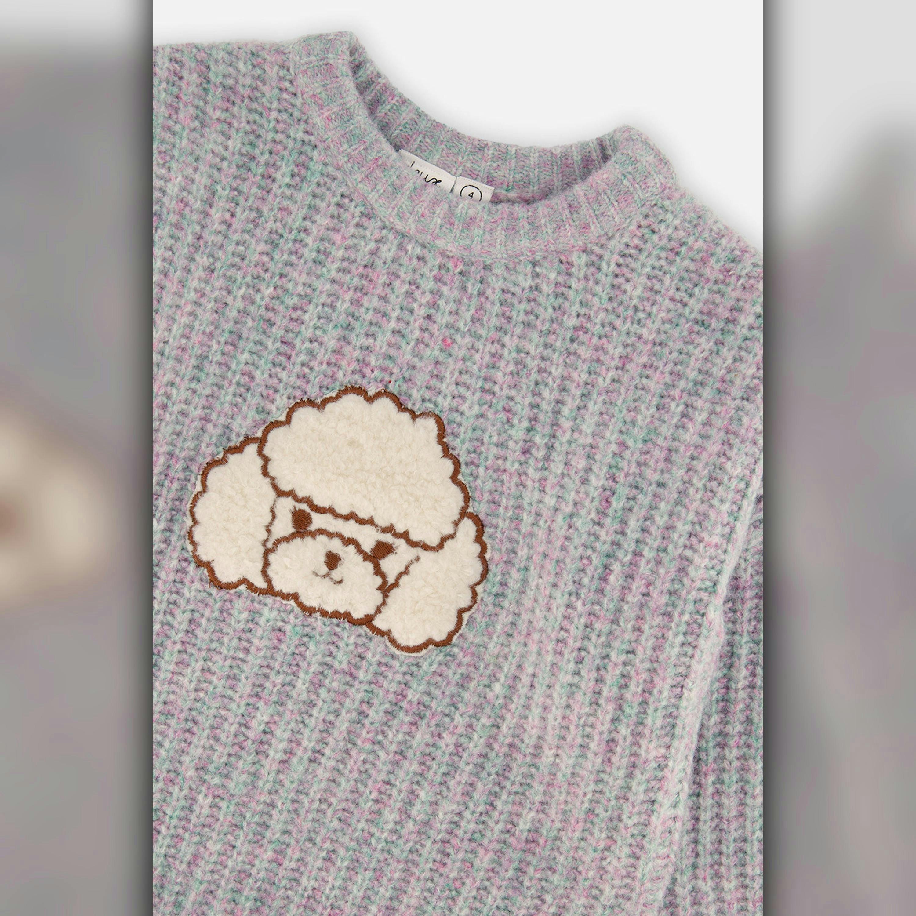 Poodle Sweater Pale Turquoise And Lilac , view 6 of 6