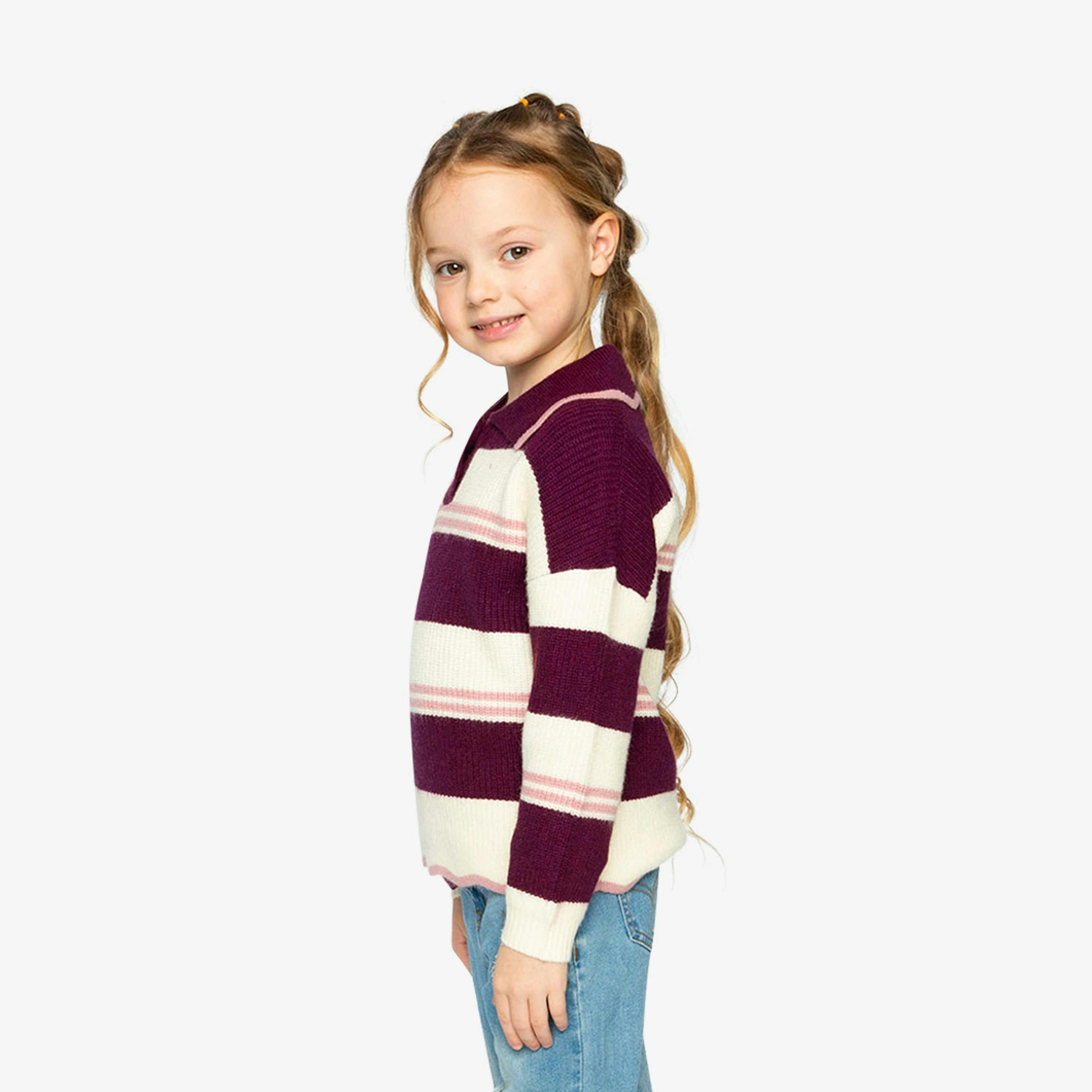 Scalloped Collar Sweater Red And White Stripes , view 3 of 6