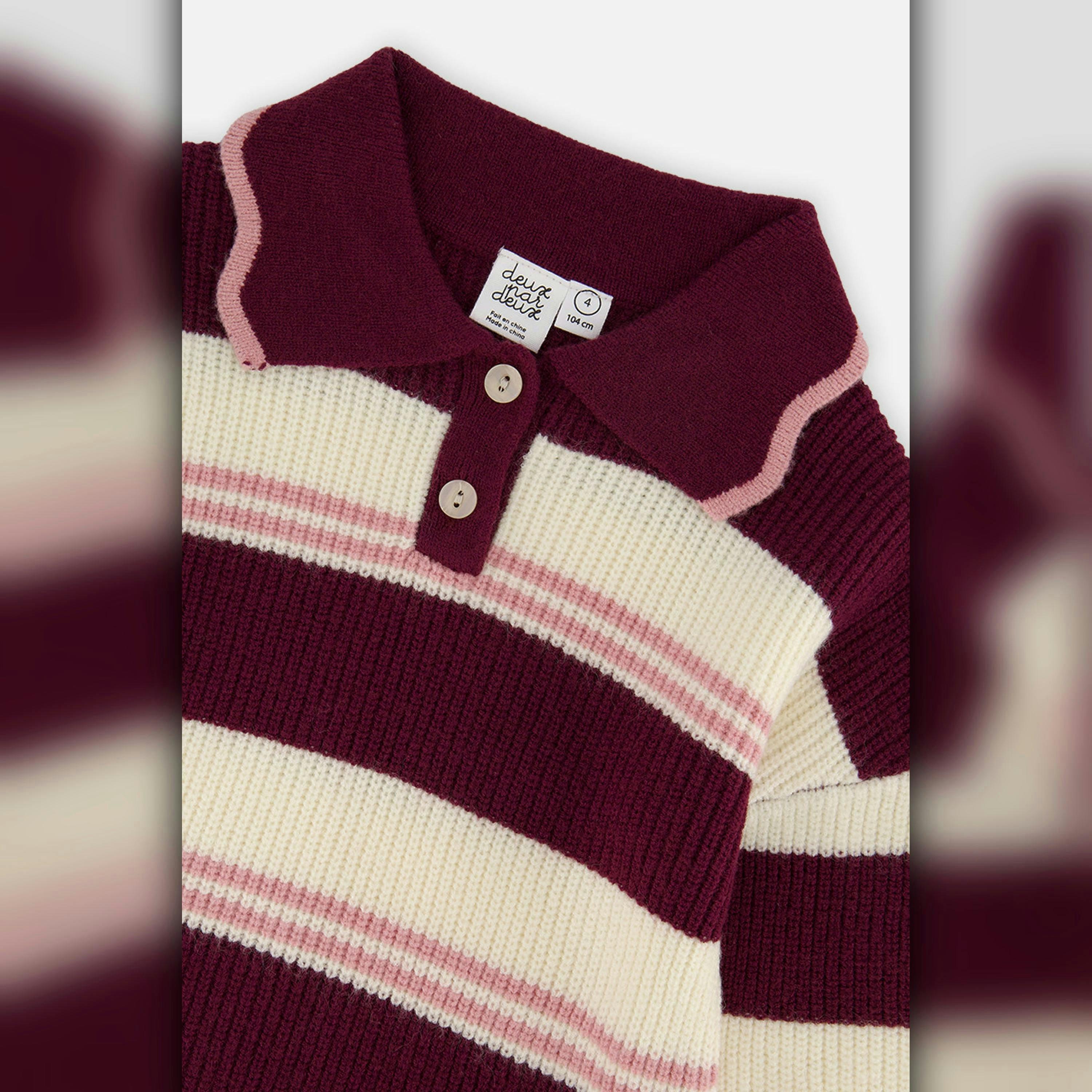Scalloped Collar Sweater Red And White Stripes , view 6 of 6