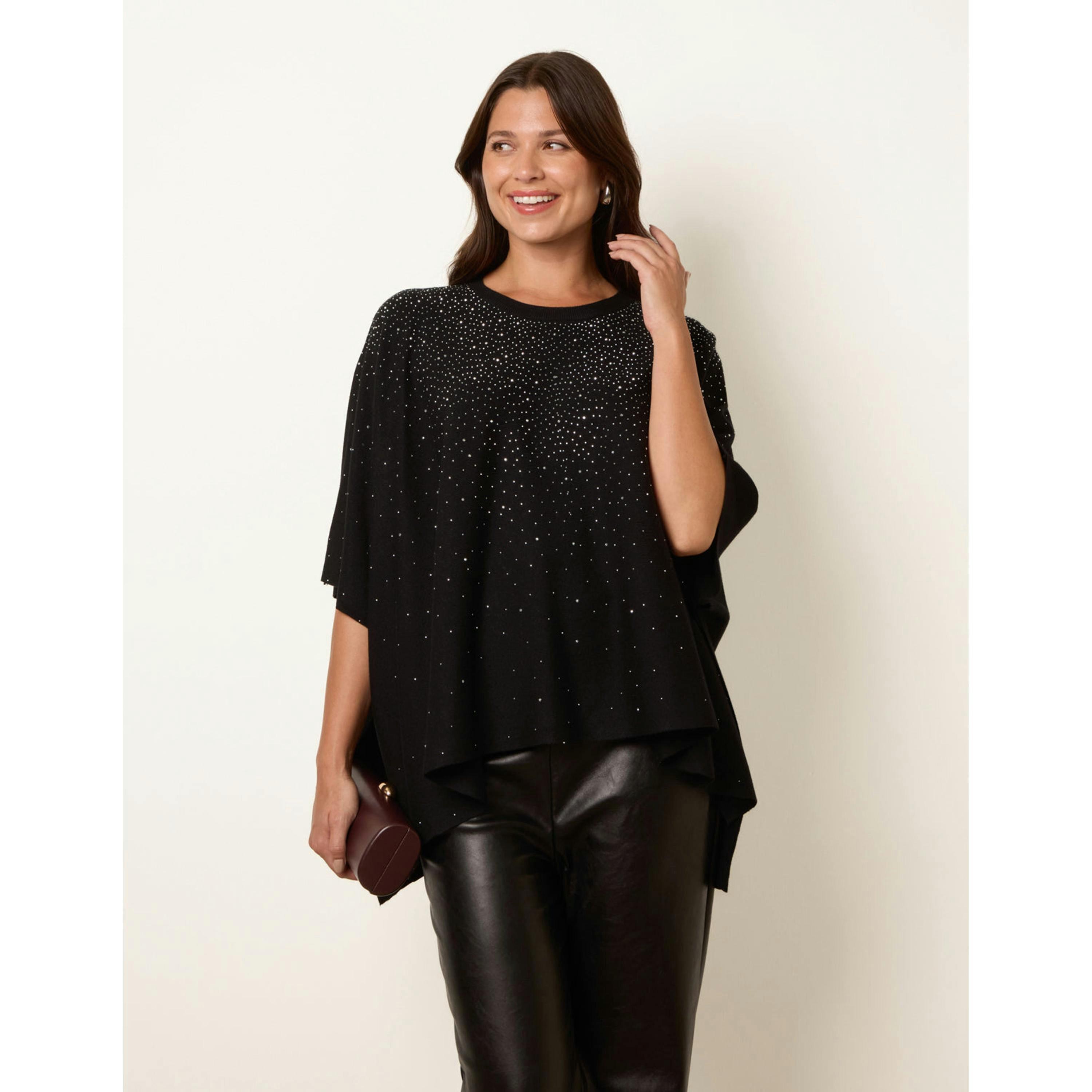 Blue Vanilla Stud Embellished Knit Top  in Black , view 1 of 4