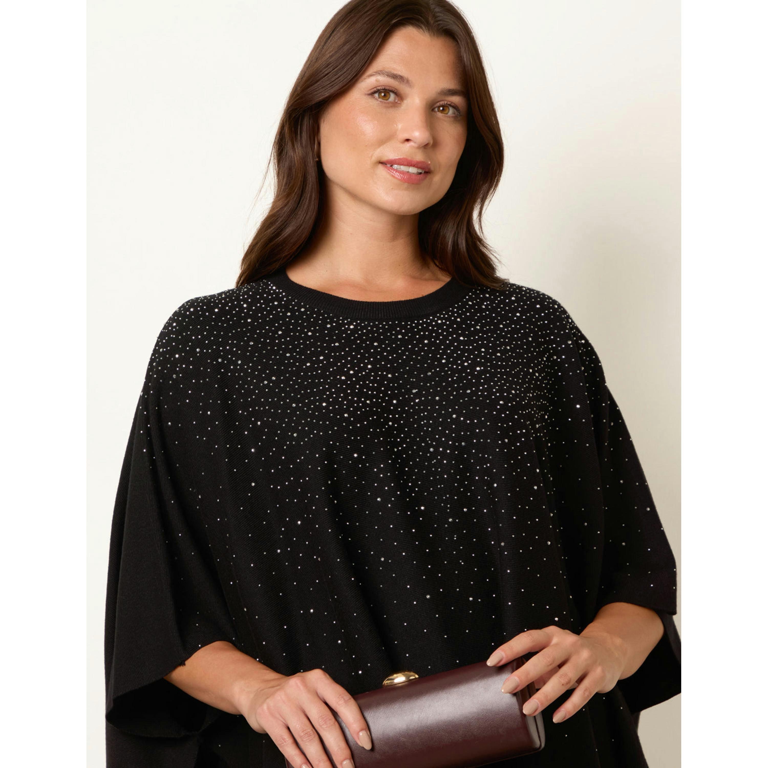 Blue Vanilla Stud Embellished Knit Top  in Black , view 3 of 4