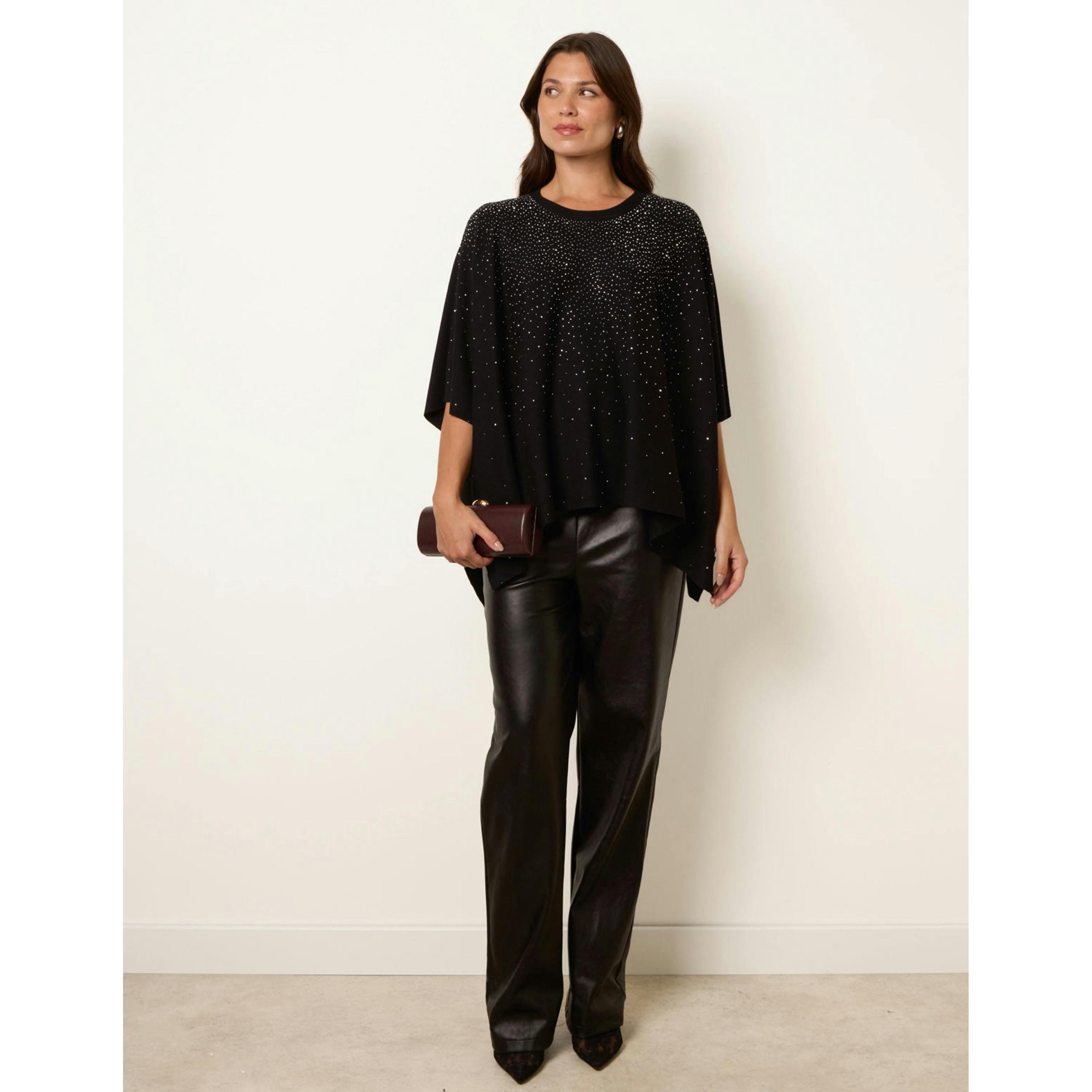 Blue Vanilla Stud Embellished Knit Top  in Black , view 4 of 4