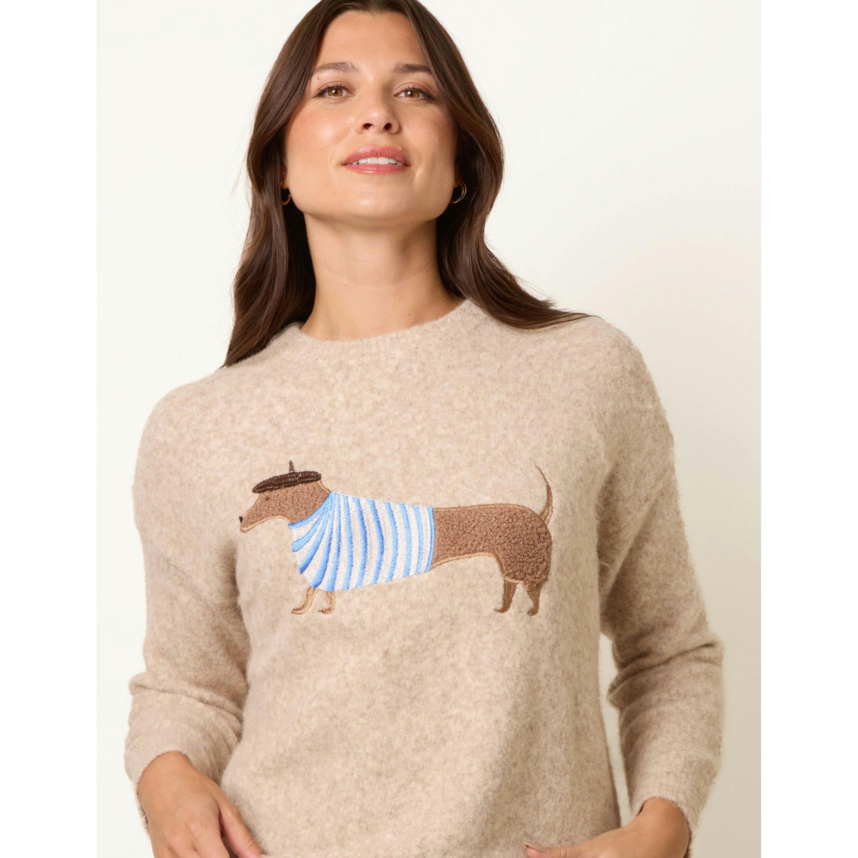 Blue Vanilla Dog Knit Jumper  in Beige , view 3 of 4
