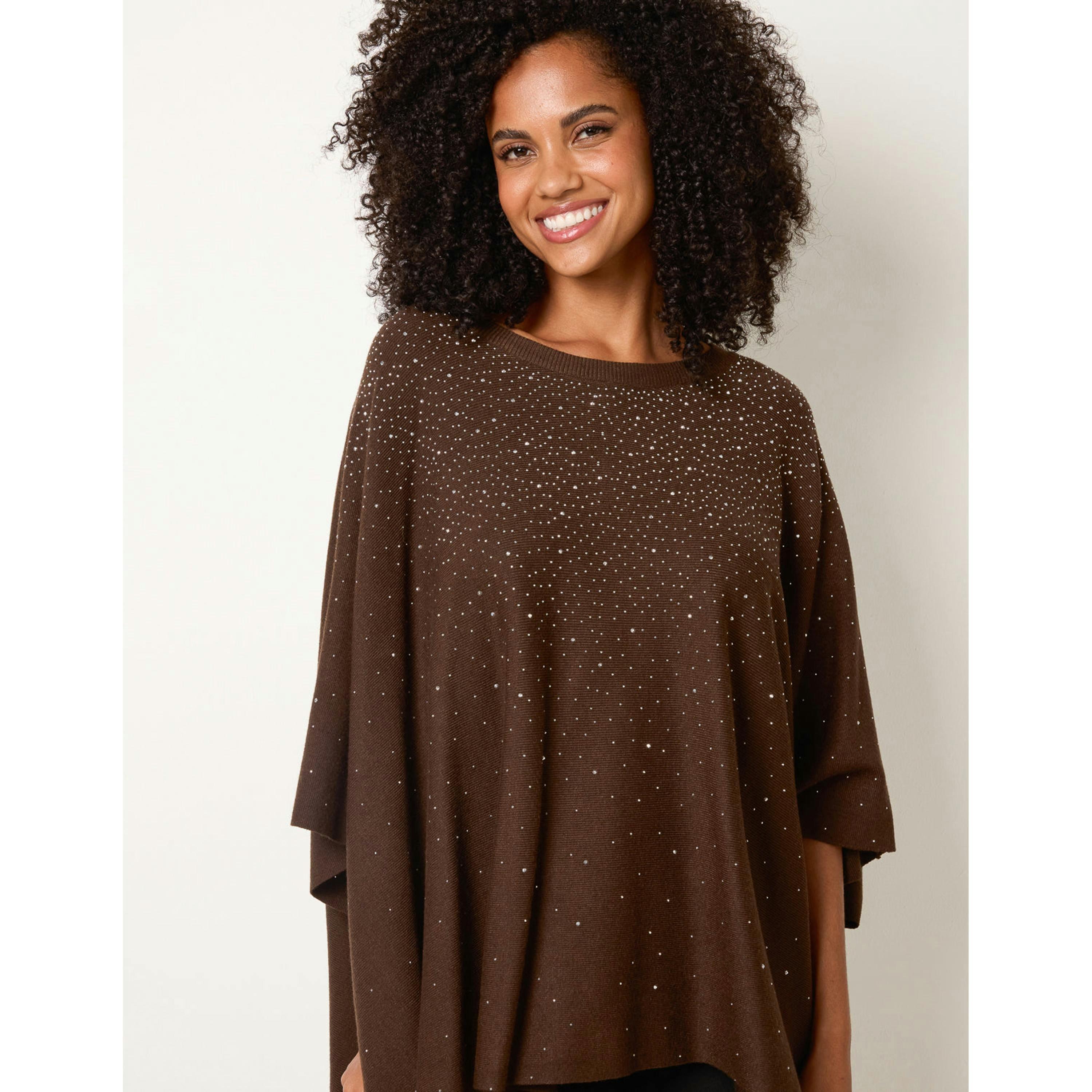 Blue Vanilla Stud Embellished Knit Top  in Brown , view 3 of 4