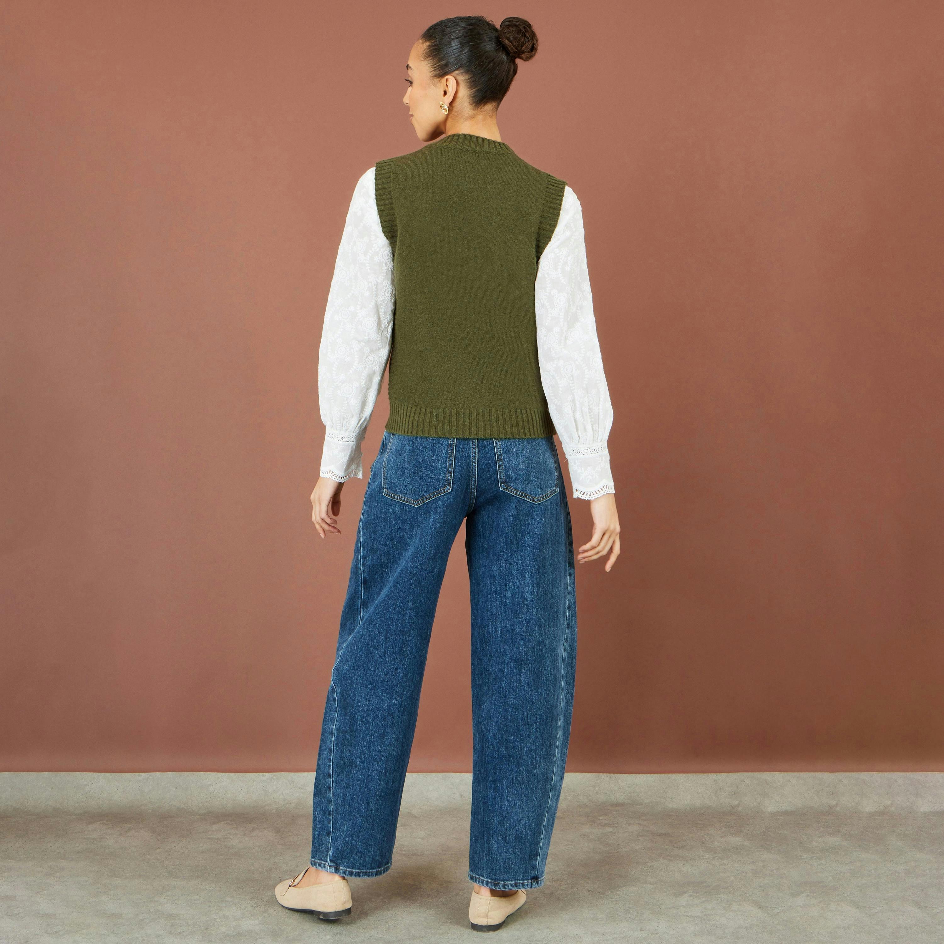 Yumi Green Flower Applique Knit Tank , view 4 of 5