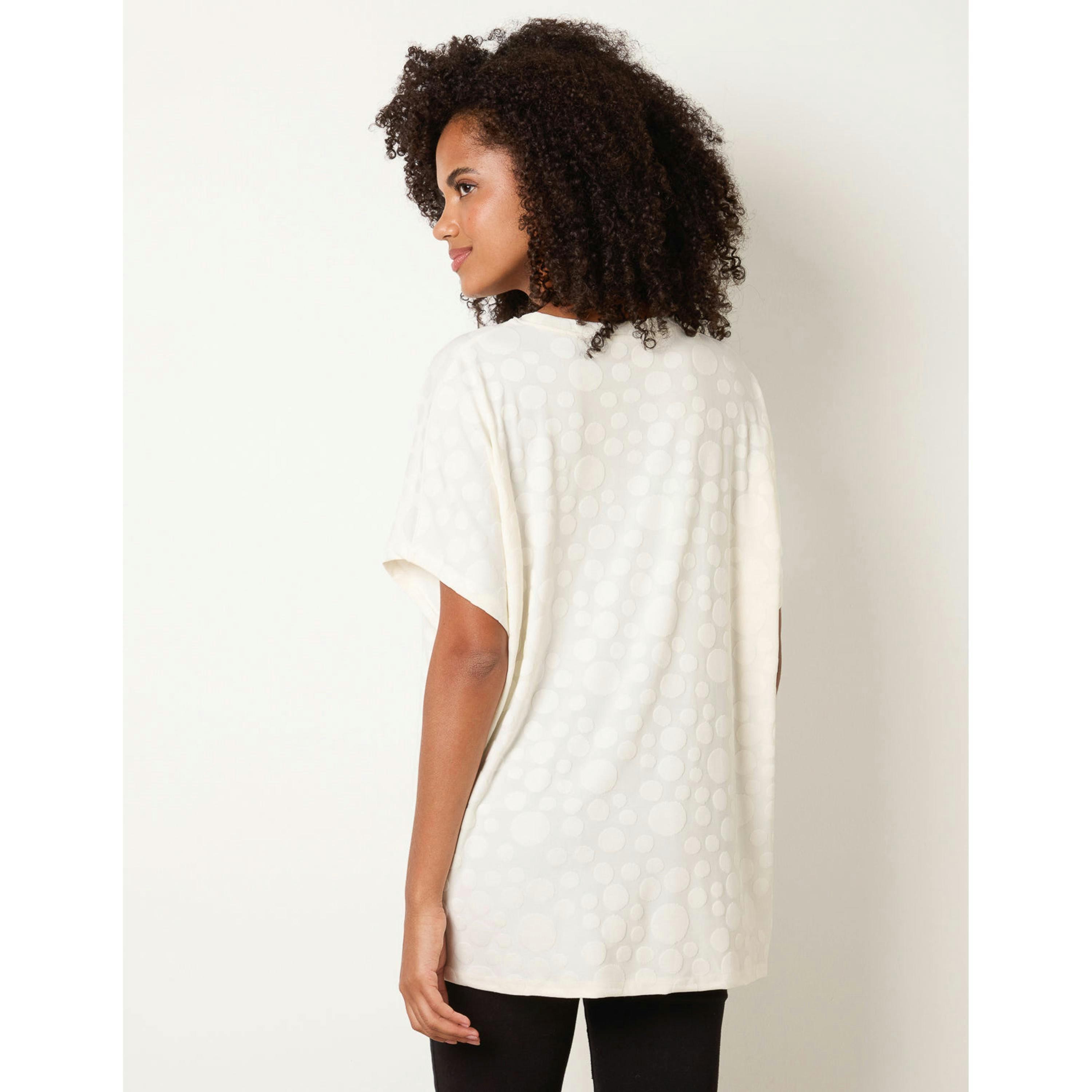 Blue Vanilla Textured Bubble Print Top  in Ivory , view 4 of 4