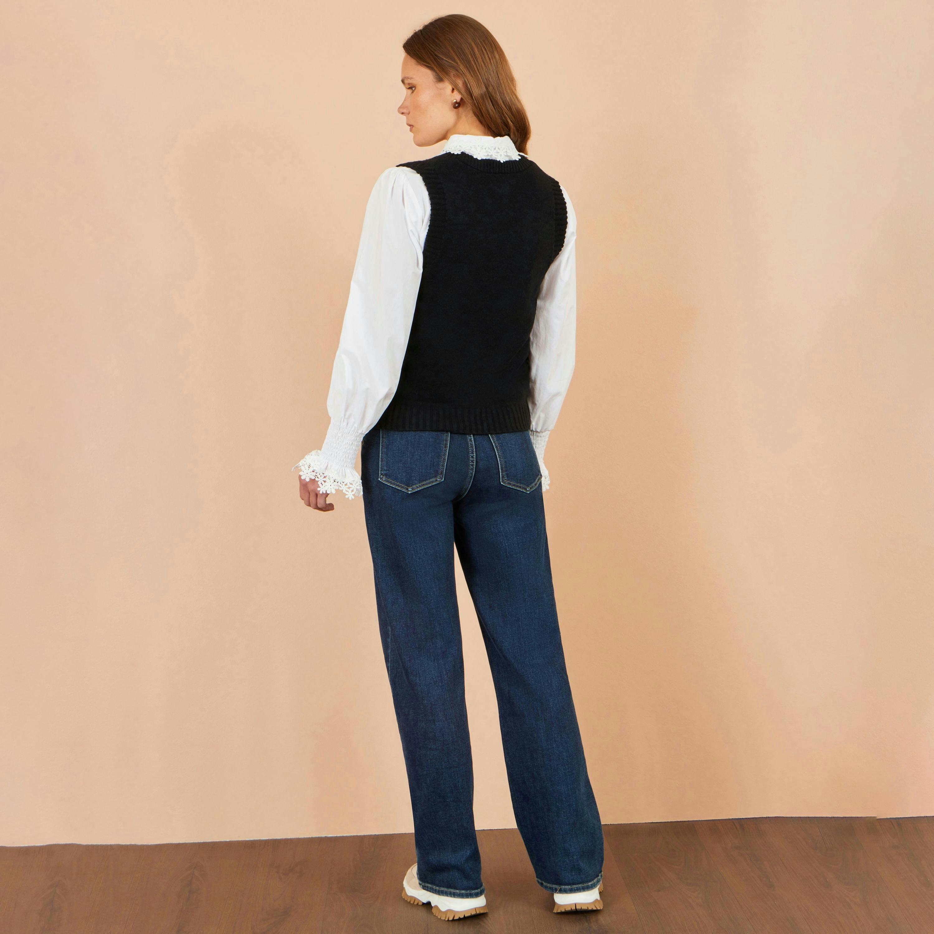 Yumi Black Lace Bow Knitted Pullover , view 3 of 4