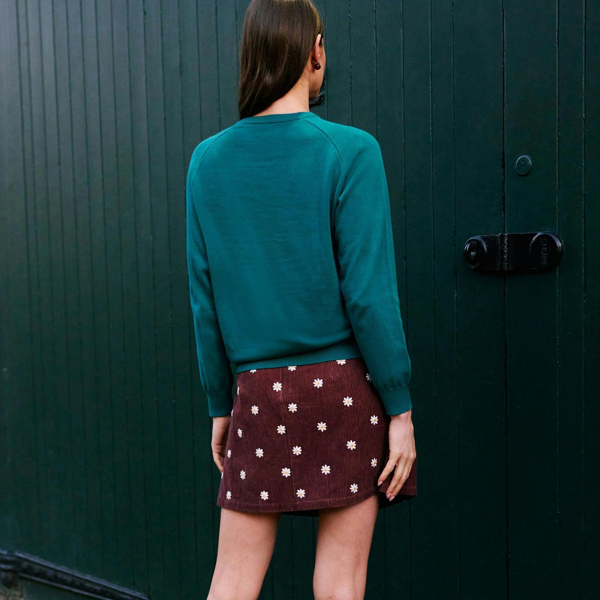 Yumi Teal Dalmatian Intarsia Relaxed Jumper , view 6 of 6