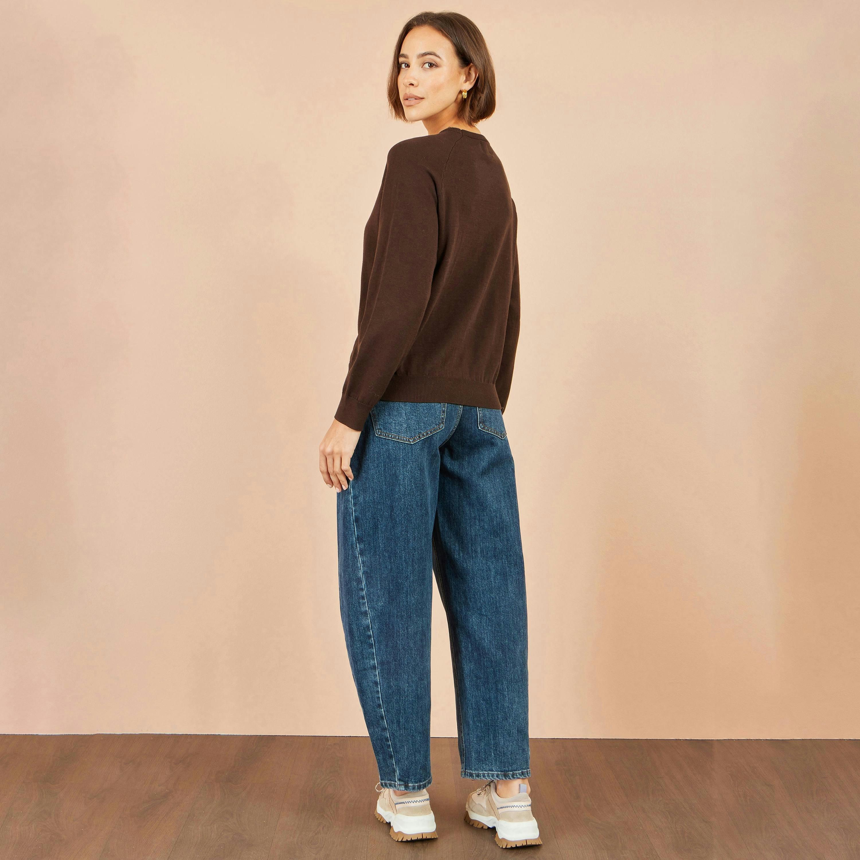 Yumi Brown Dalmatian Intarsia Relaxed Jumper , view 3 of 4