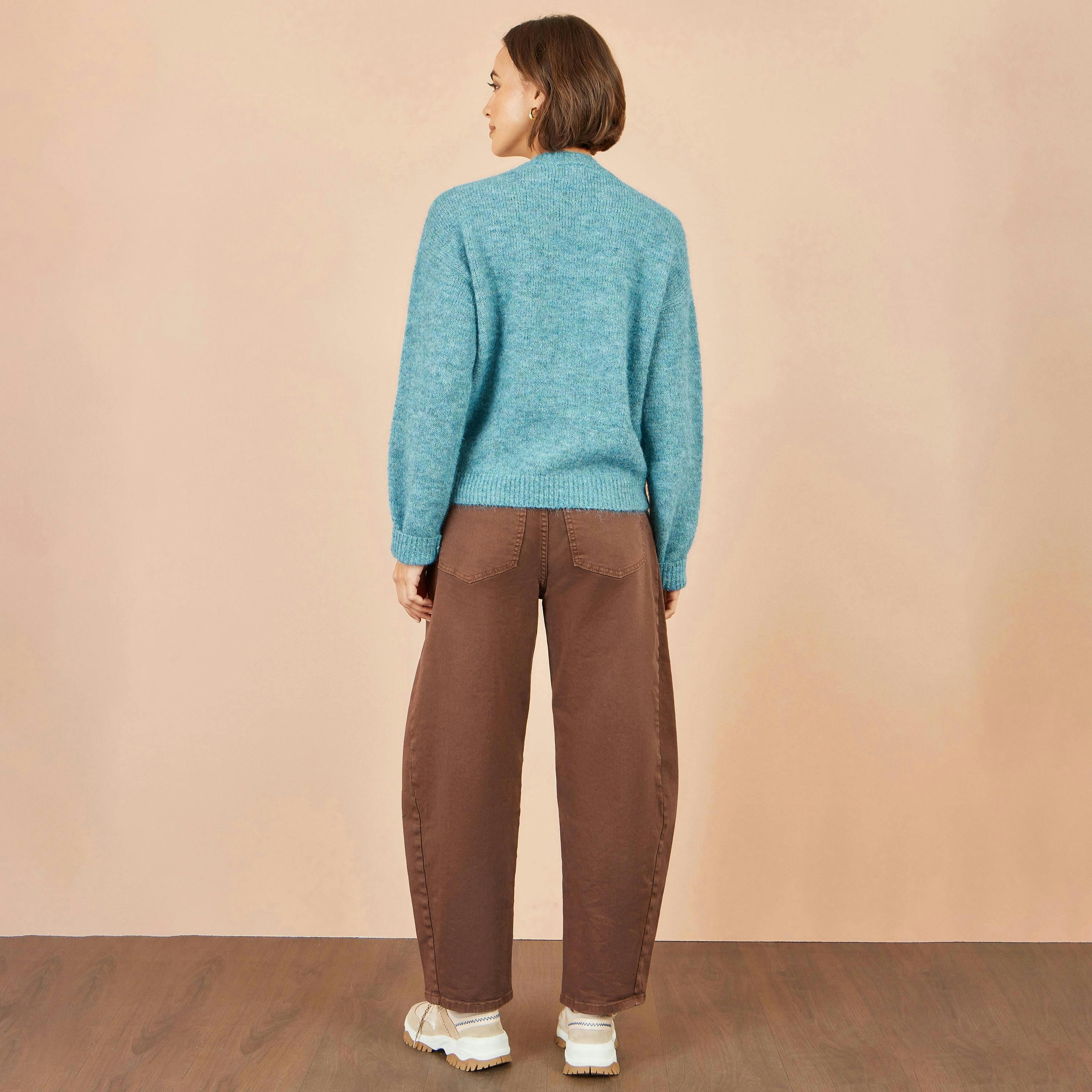 Yumi Blue Patch Floral Embroidered Relaxed Jumper , view 3 of 5